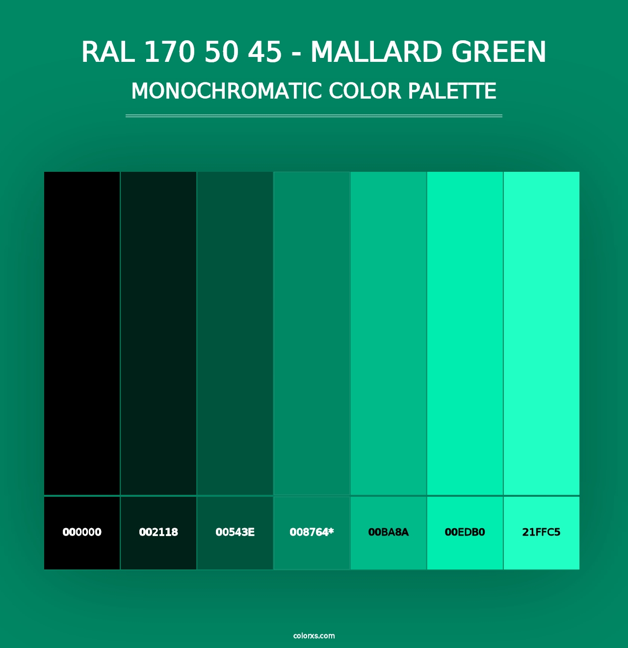 RAL 170 50 45 - Mallard Green - Monochromatic Color Palette