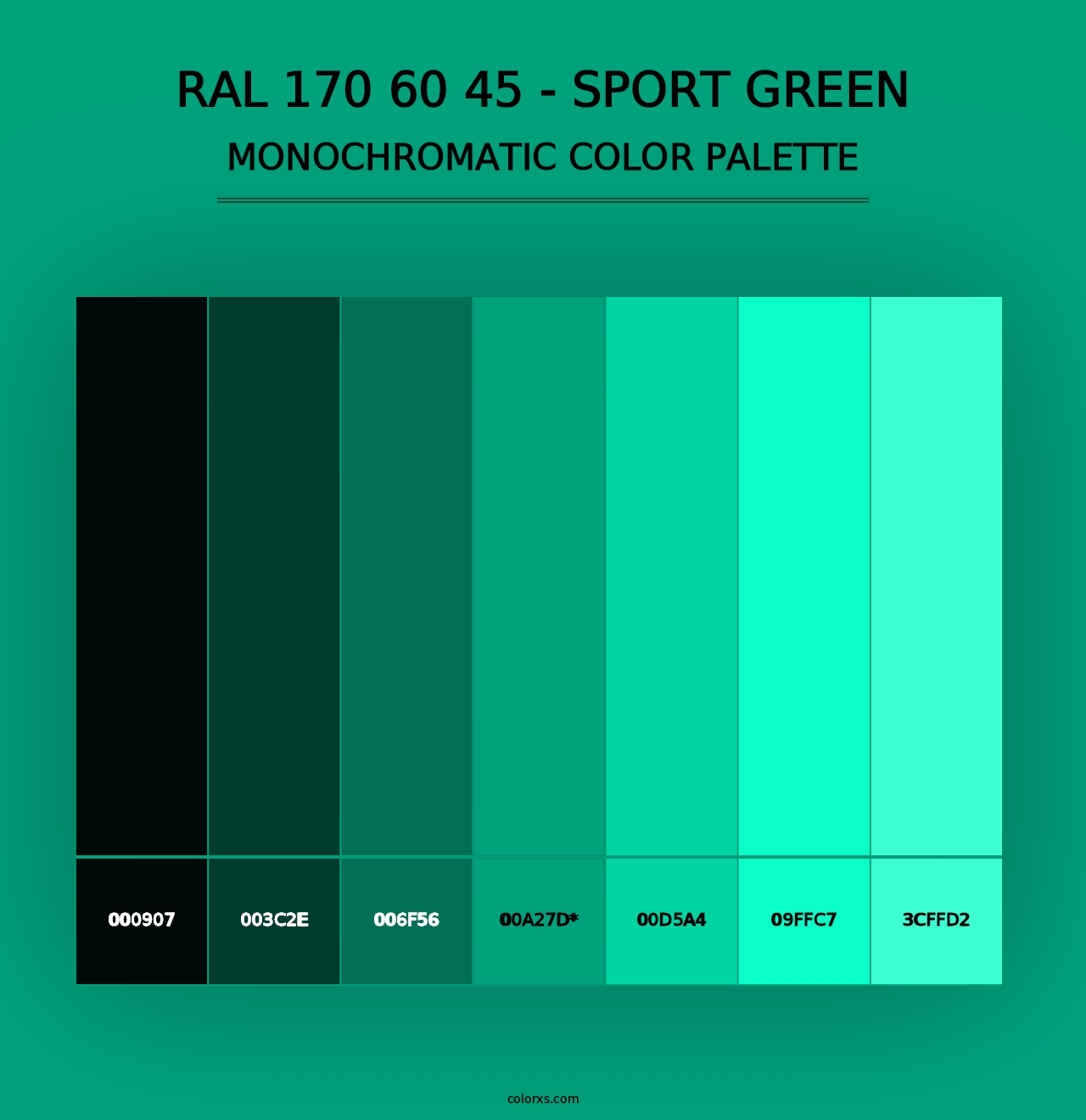 RAL 170 60 45 - Sport Green - Monochromatic Color Palette