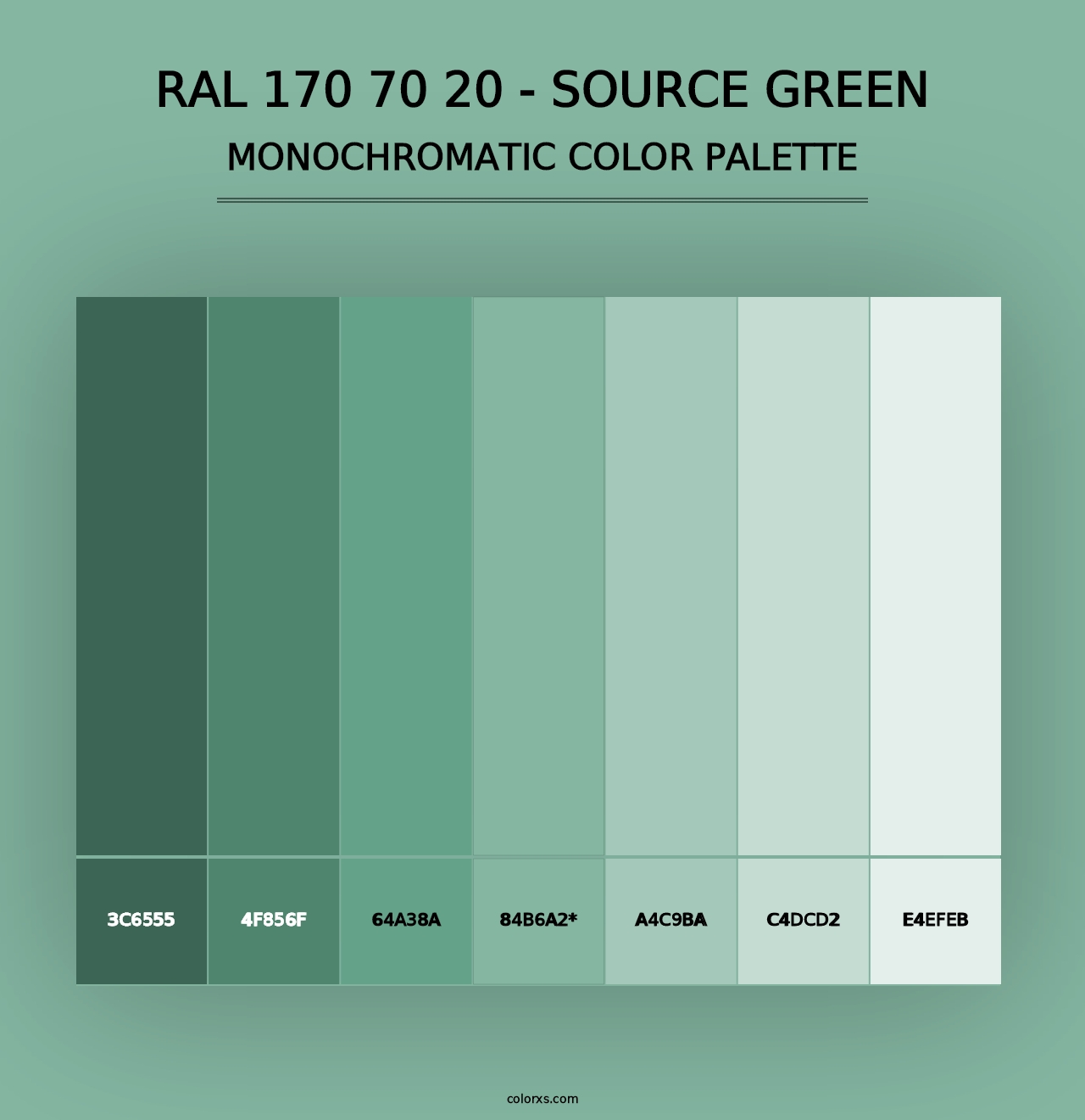 RAL 170 70 20 - Source Green - Monochromatic Color Palette