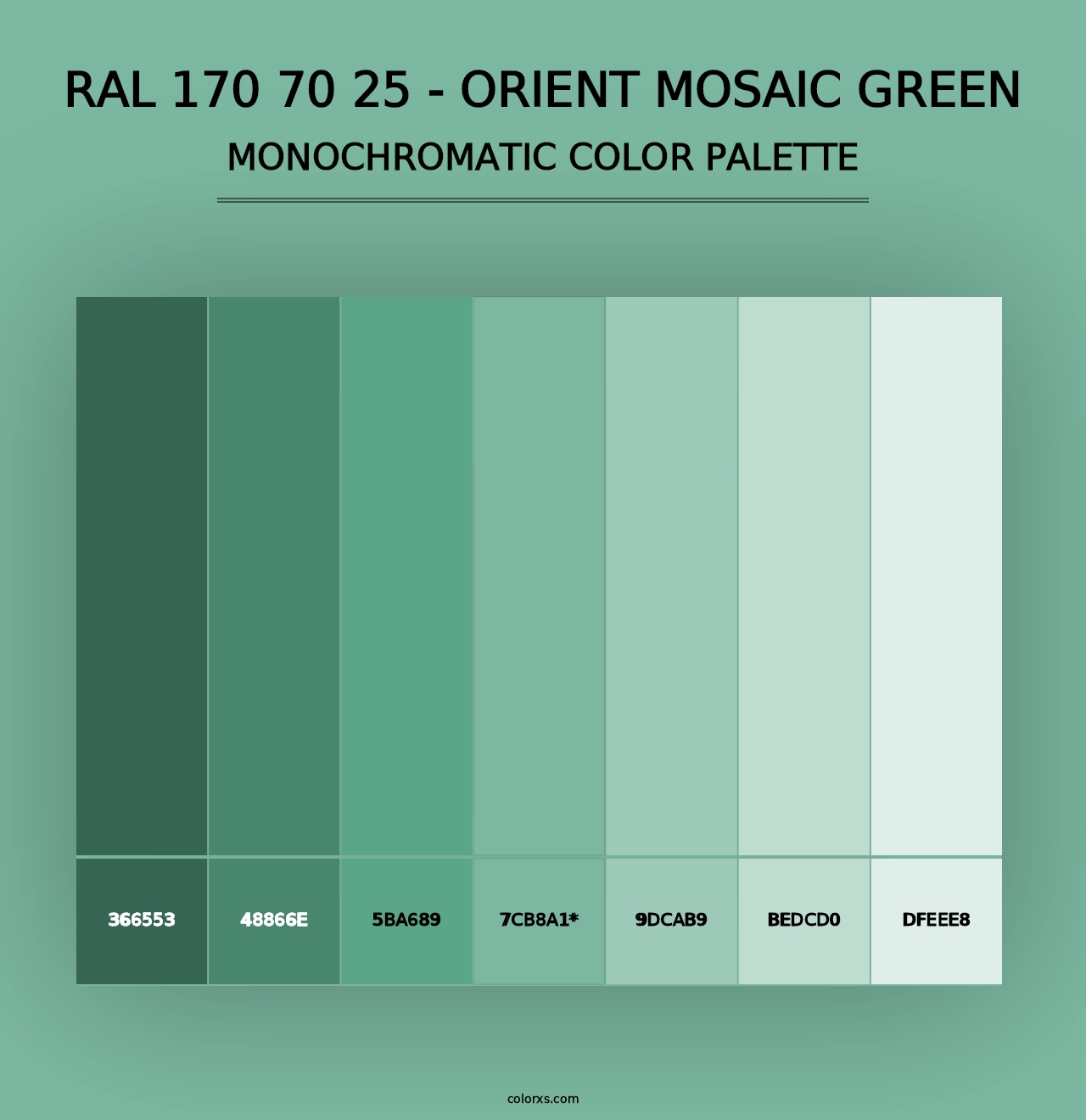 RAL 170 70 25 - Orient Mosaic Green - Monochromatic Color Palette