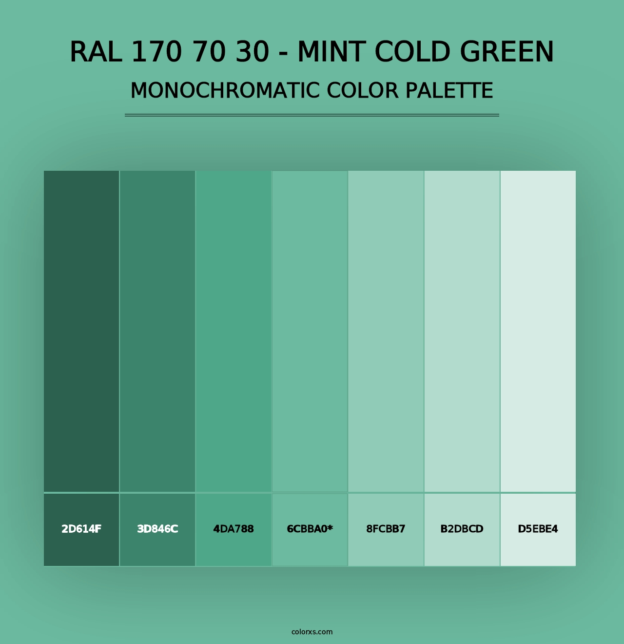 RAL 170 70 30 - Mint Cold Green - Monochromatic Color Palette