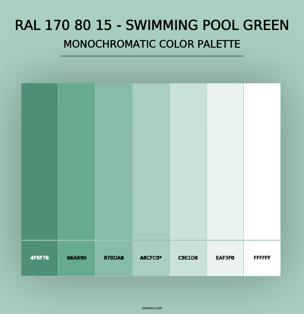 RAL 170 80 15 - Swimming Pool Green - Monochromatic Color Palette