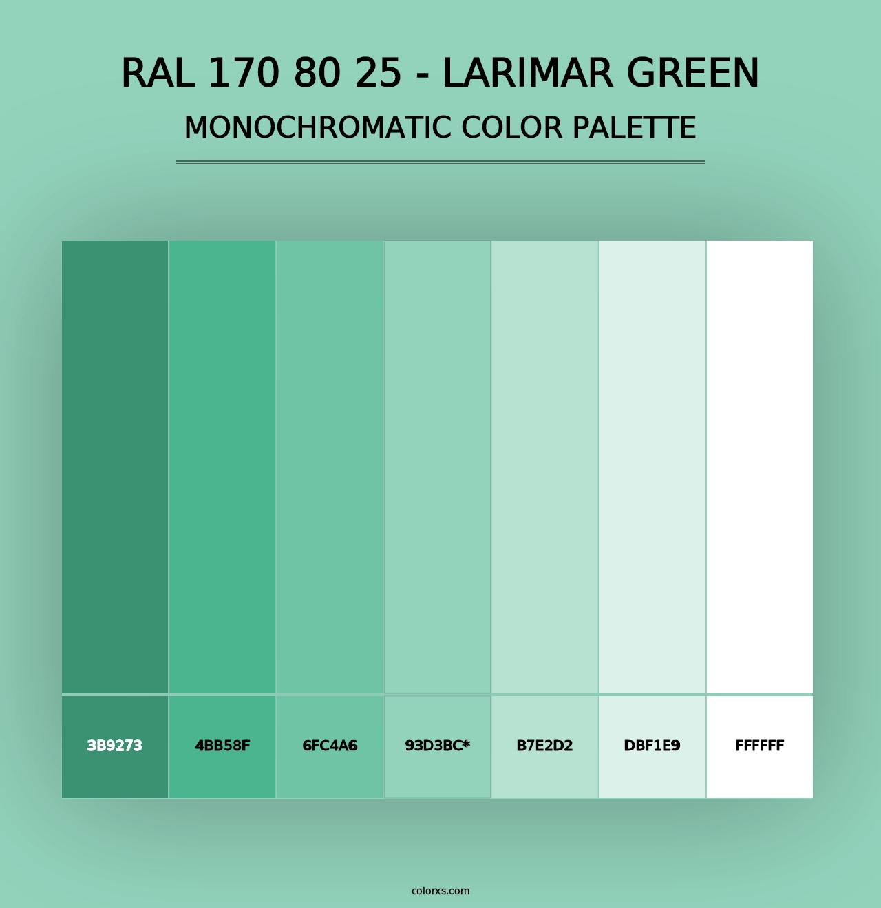 RAL 170 80 25 - Larimar Green - Monochromatic Color Palette