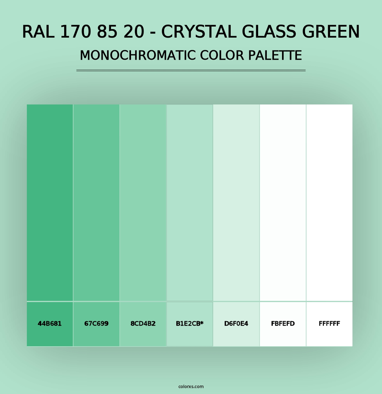 RAL 170 85 20 - Crystal Glass Green - Monochromatic Color Palette