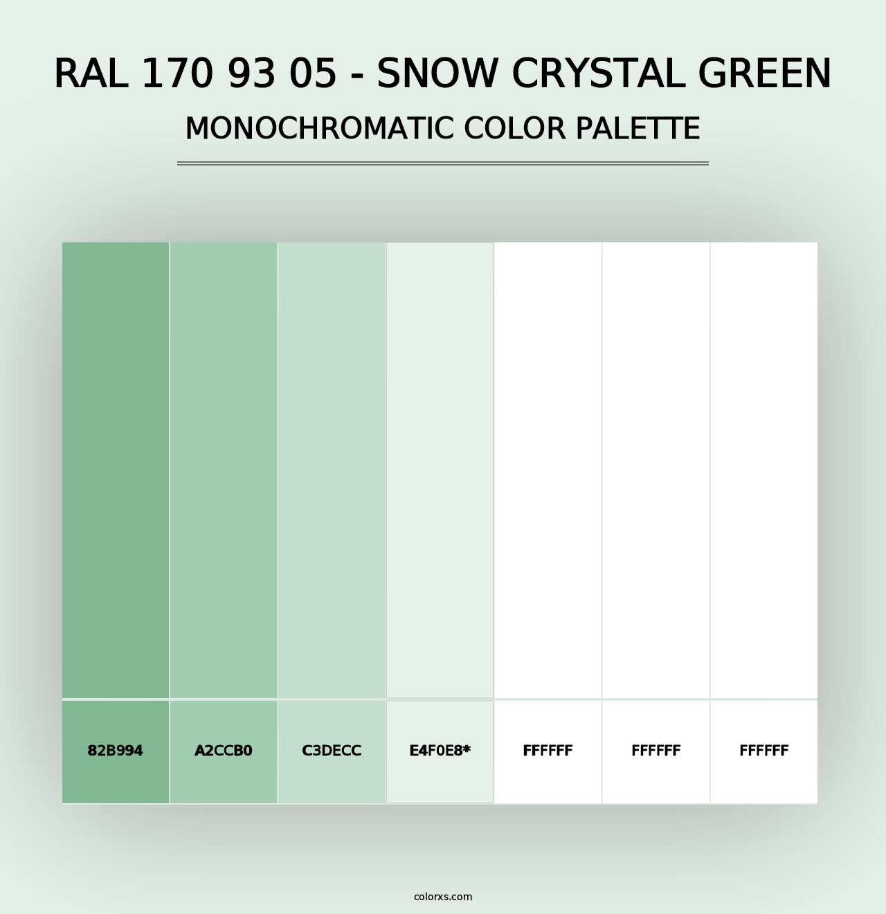 RAL 170 93 05 - Snow Crystal Green - Monochromatic Color Palette