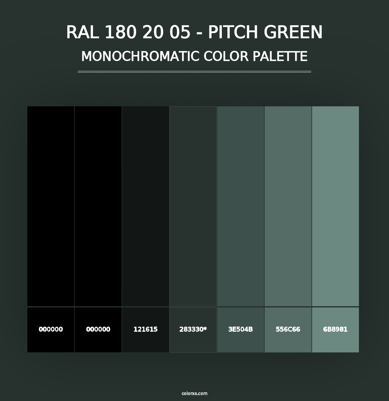 RAL 180 20 05 - Pitch Green - Monochromatic Color Palette