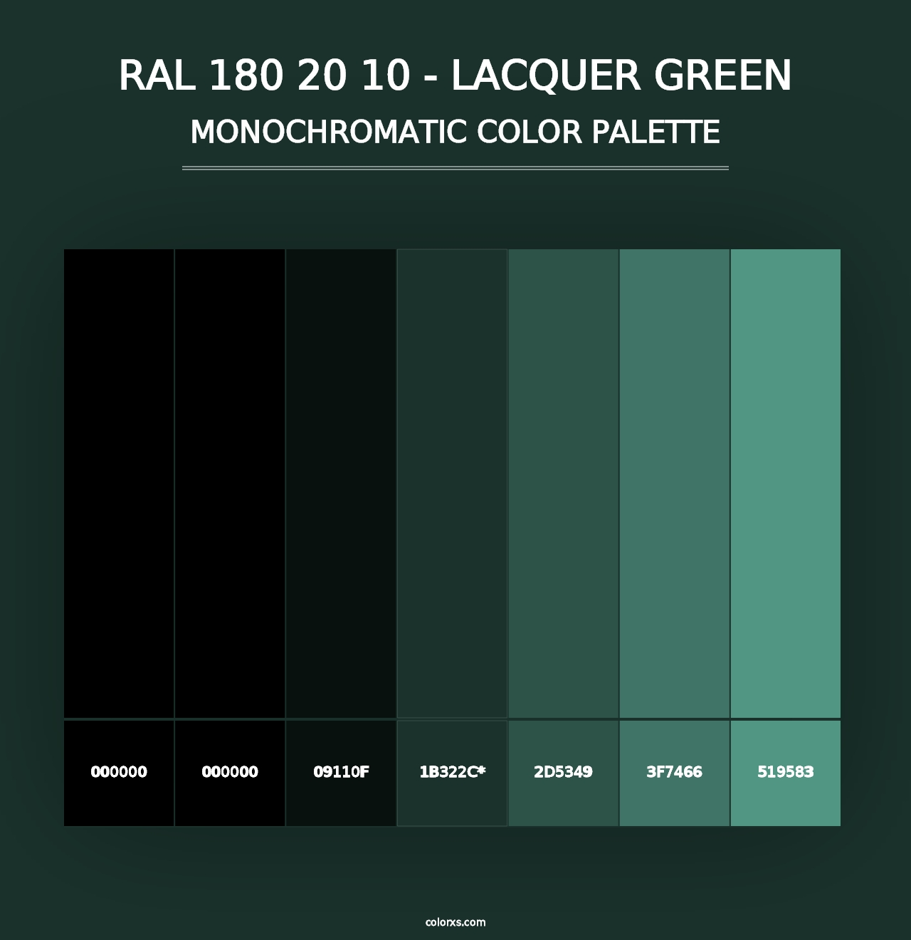 RAL 180 20 10 - Lacquer Green - Monochromatic Color Palette