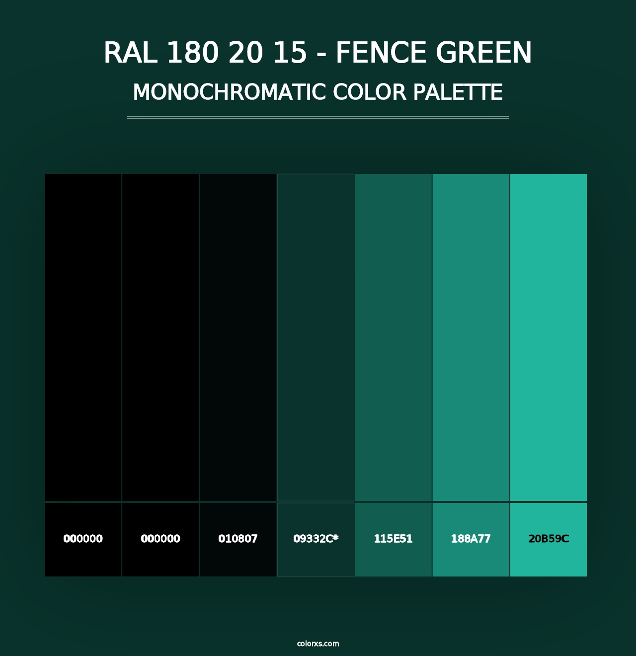 RAL 180 20 15 - Fence Green - Monochromatic Color Palette