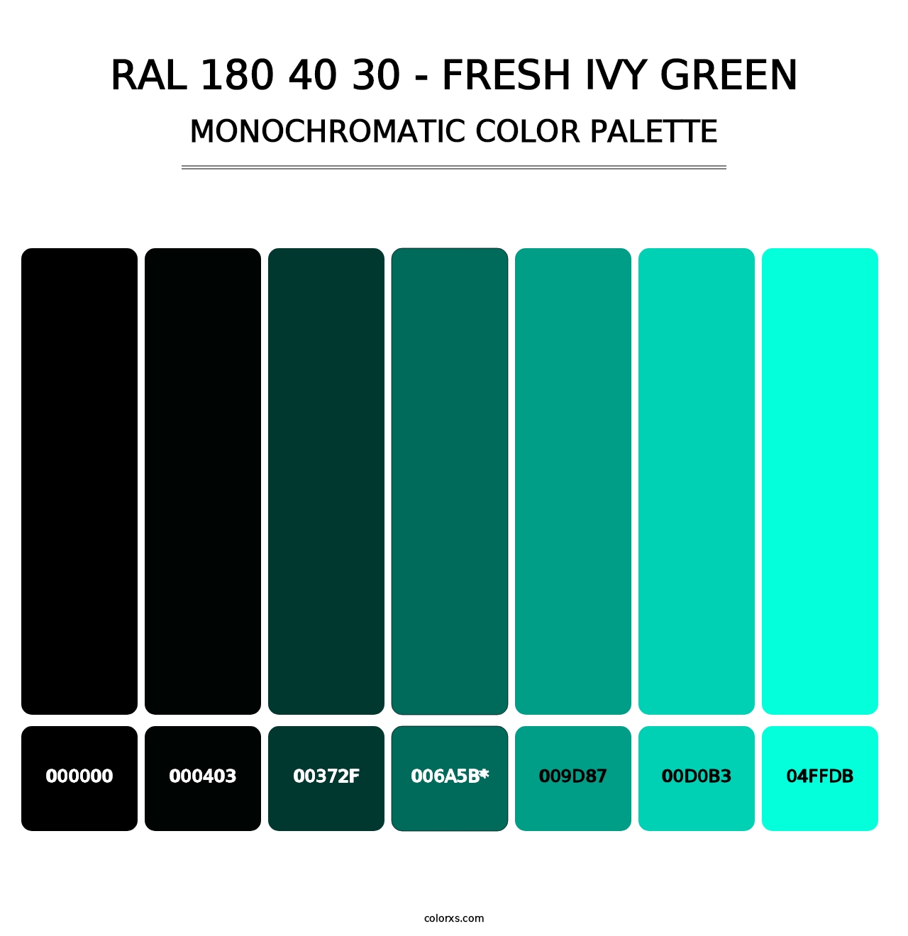 RAL 180 40 30 - Fresh Ivy Green - Monochromatic Color Palette