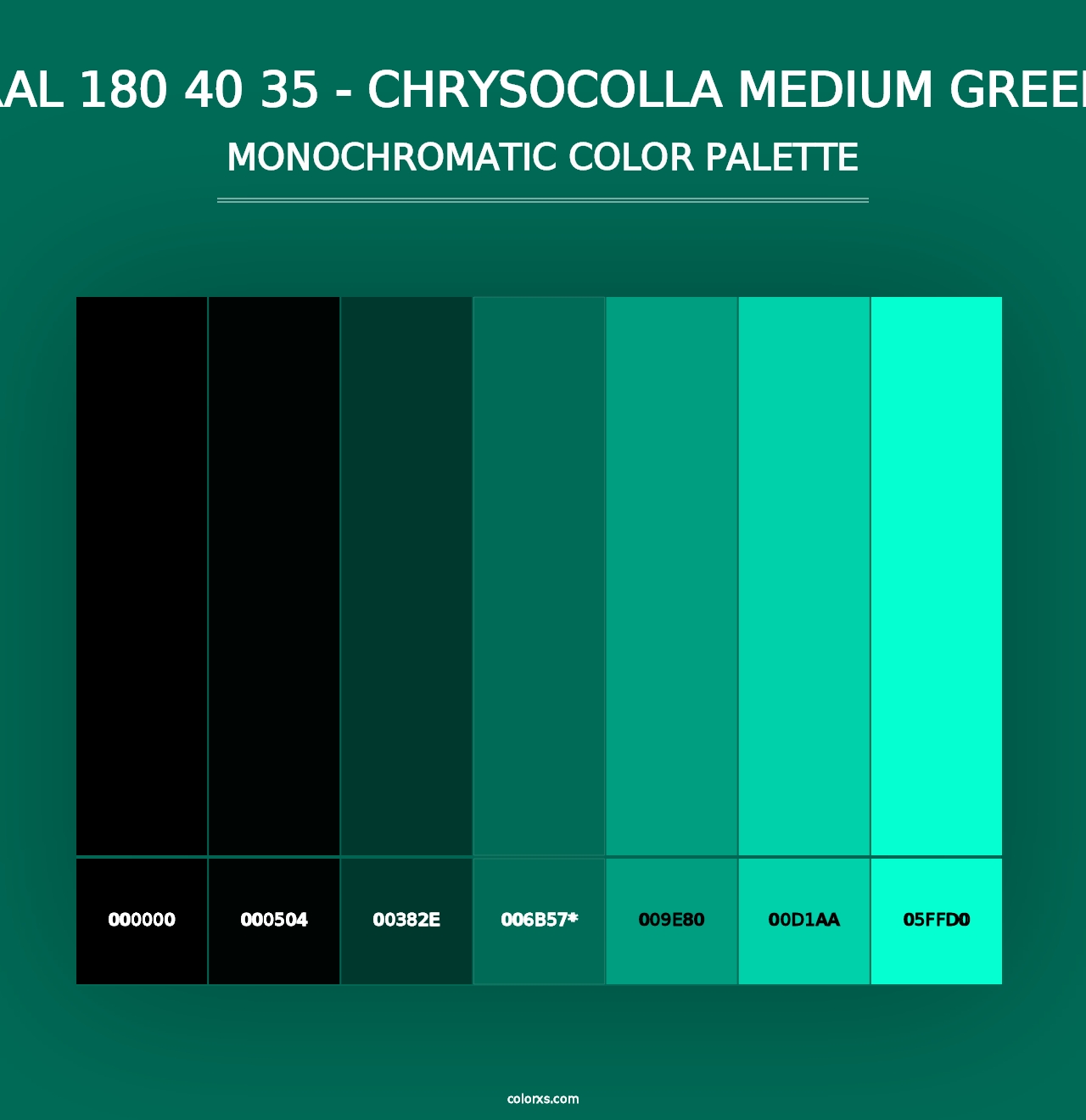 RAL 180 40 35 - Chrysocolla Medium Green - Monochromatic Color Palette