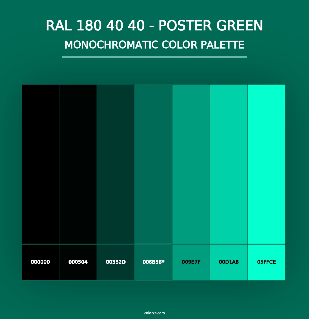 RAL 180 40 40 - Poster Green - Monochromatic Color Palette