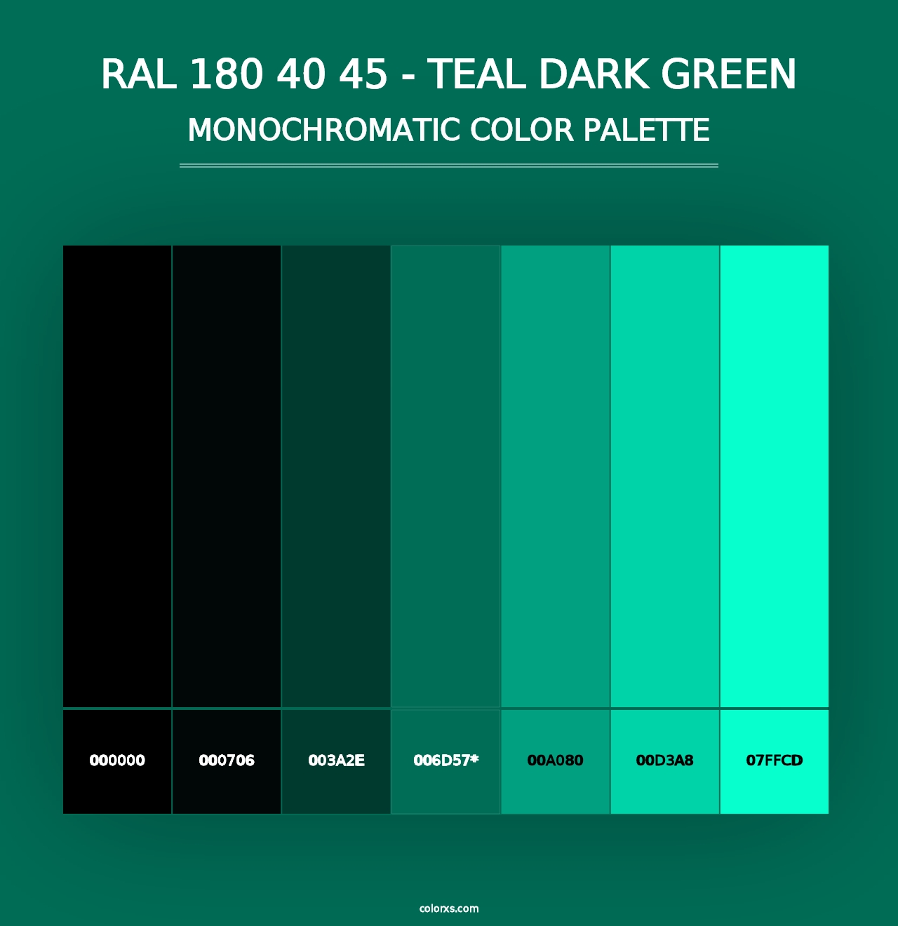 RAL 180 40 45 - Teal Dark Green - Monochromatic Color Palette