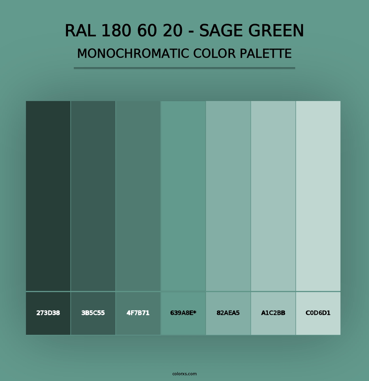 RAL 180 60 20 - Sage Green - Monochromatic Color Palette