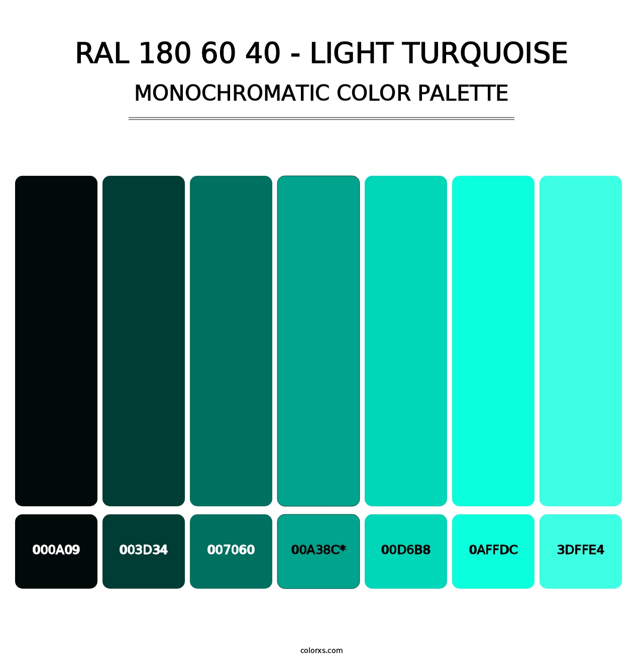 RAL 180 60 40 - Light Turquoise - Monochromatic Color Palette