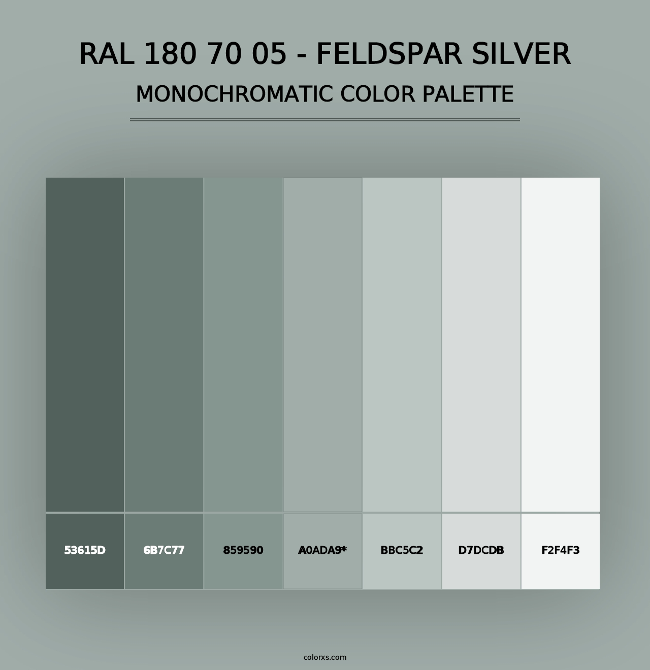 RAL 180 70 05 - Feldspar Silver - Monochromatic Color Palette