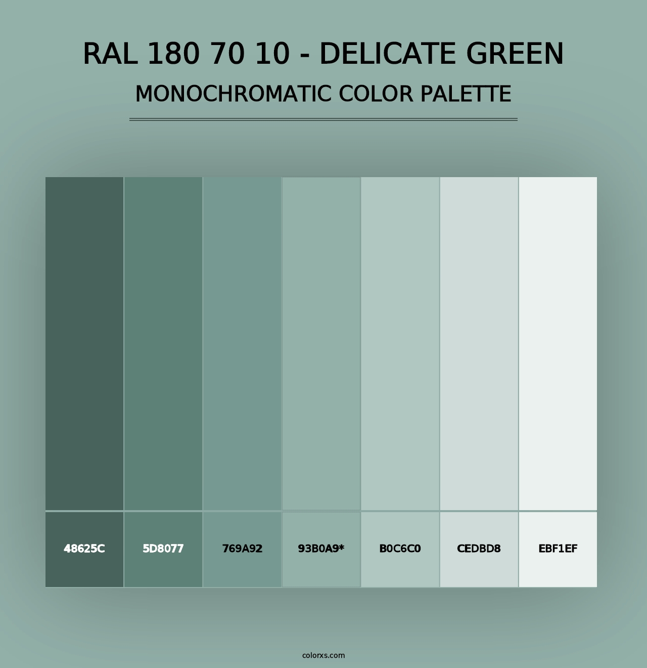 RAL 180 70 10 - Delicate Green - Monochromatic Color Palette