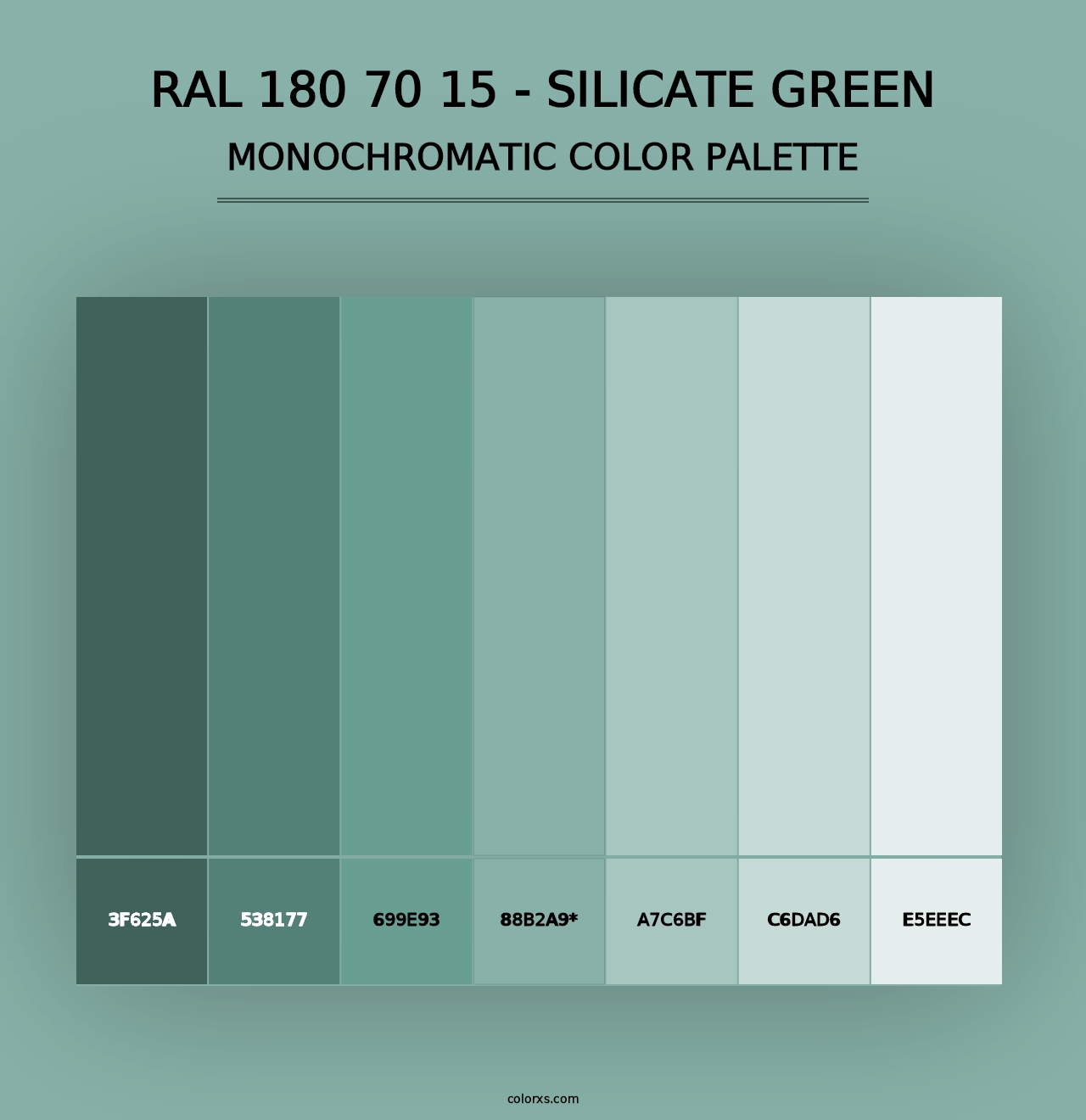 RAL 180 70 15 - Silicate Green - Monochromatic Color Palette