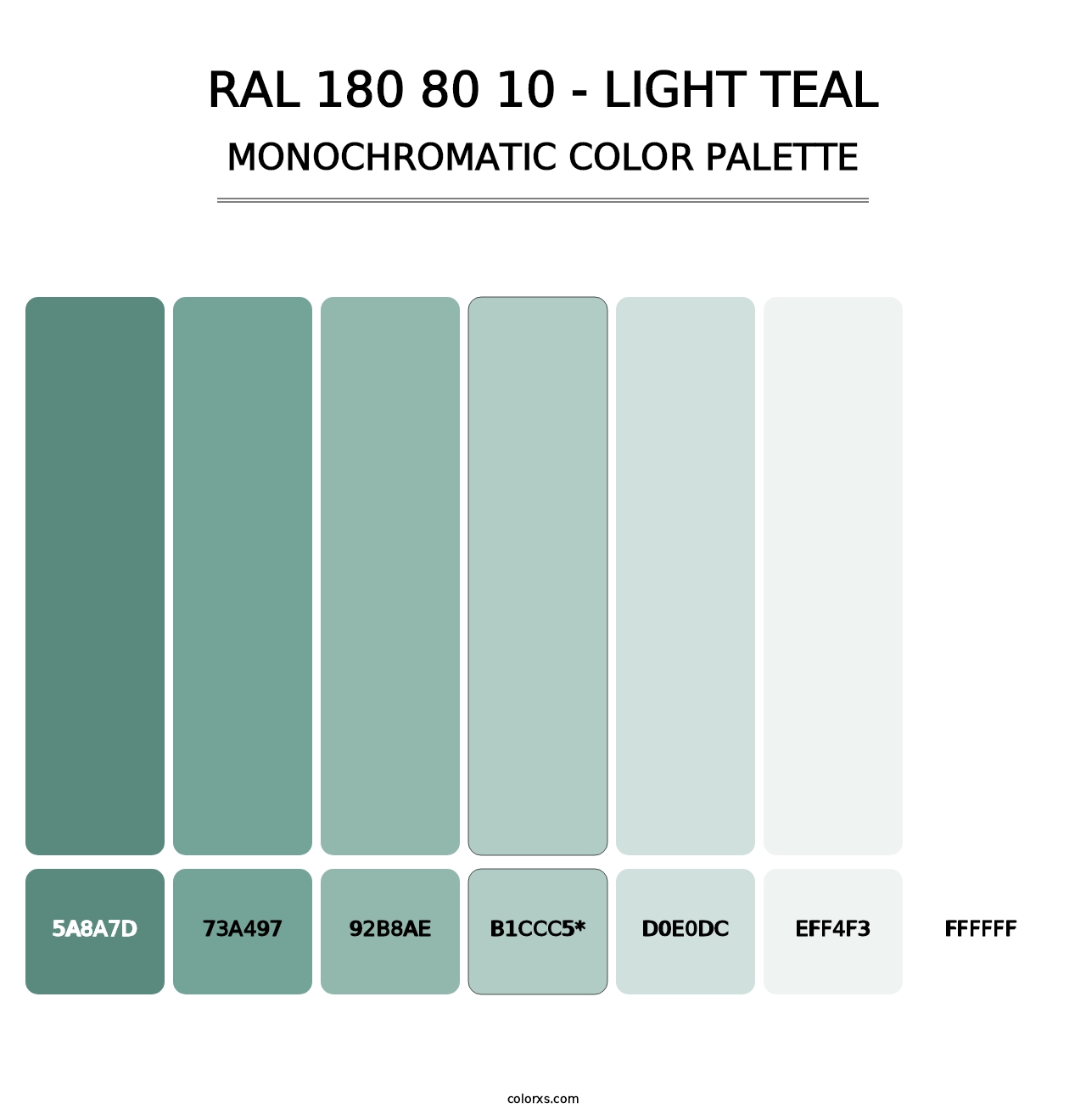 RAL 180 80 10 - Light Teal - Monochromatic Color Palette