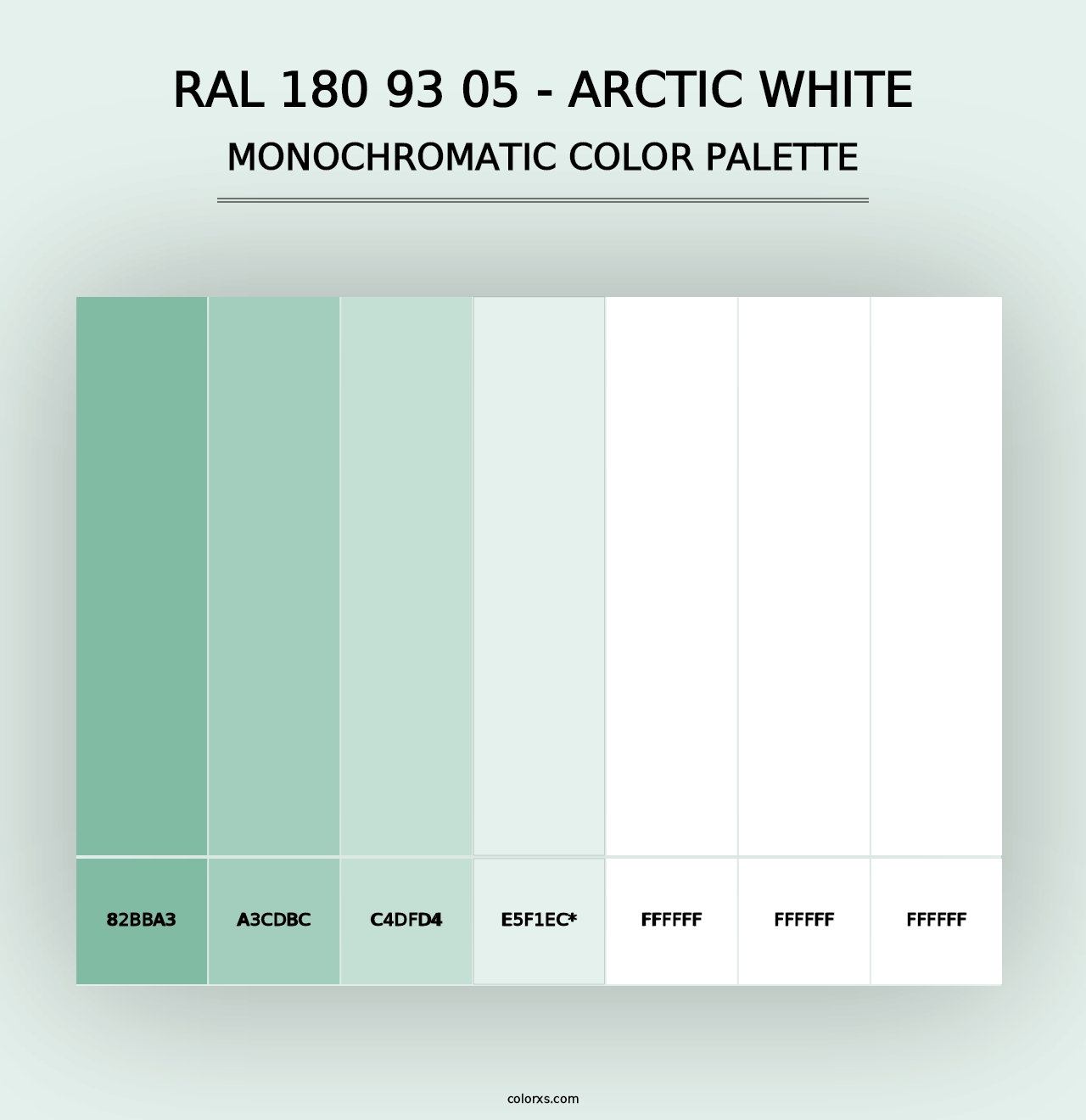 RAL 180 93 05 - Arctic White - Monochromatic Color Palette