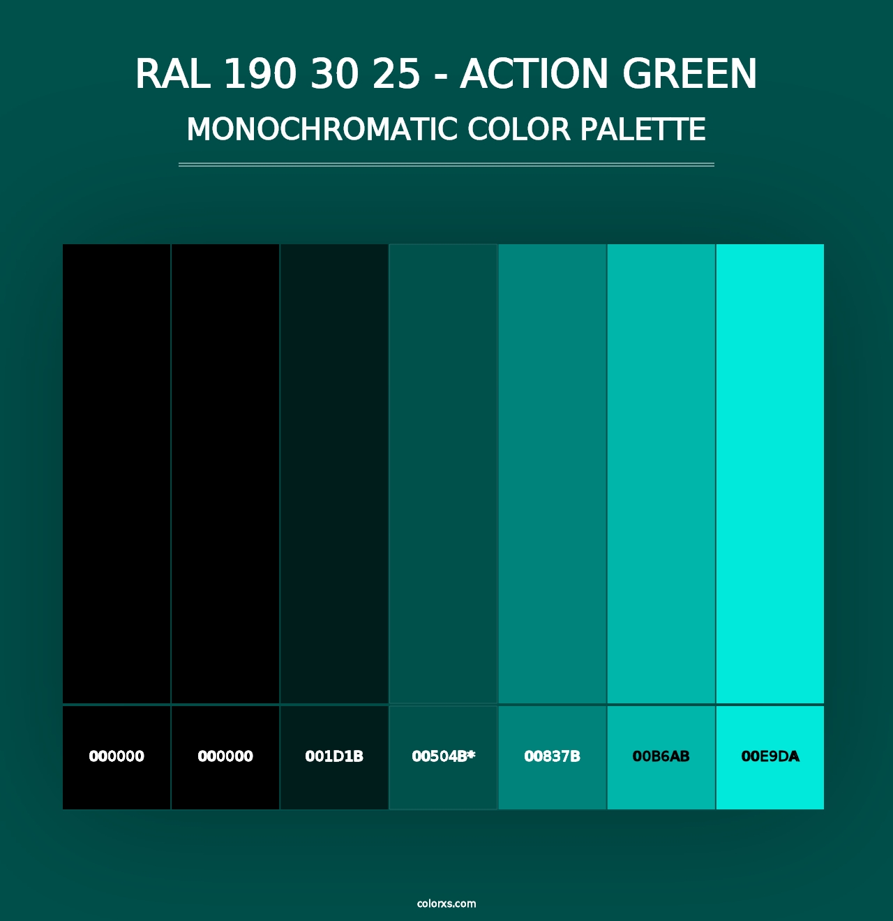 RAL 190 30 25 - Action Green - Monochromatic Color Palette