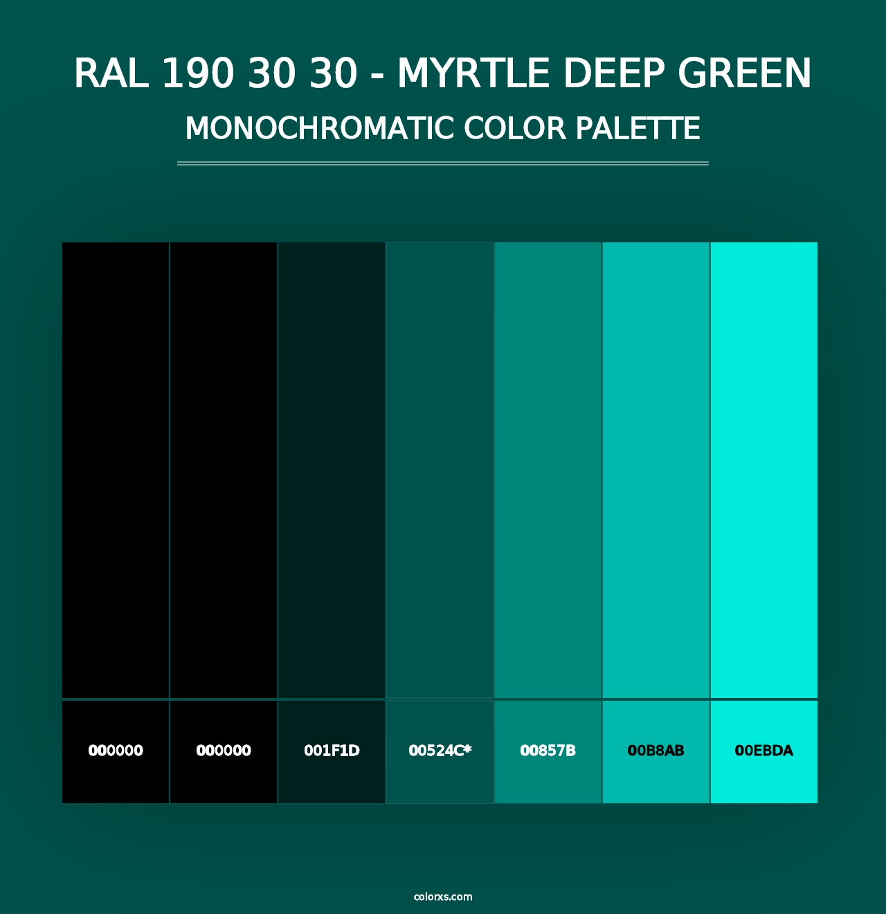 RAL 190 30 30 - Myrtle Deep Green - Monochromatic Color Palette