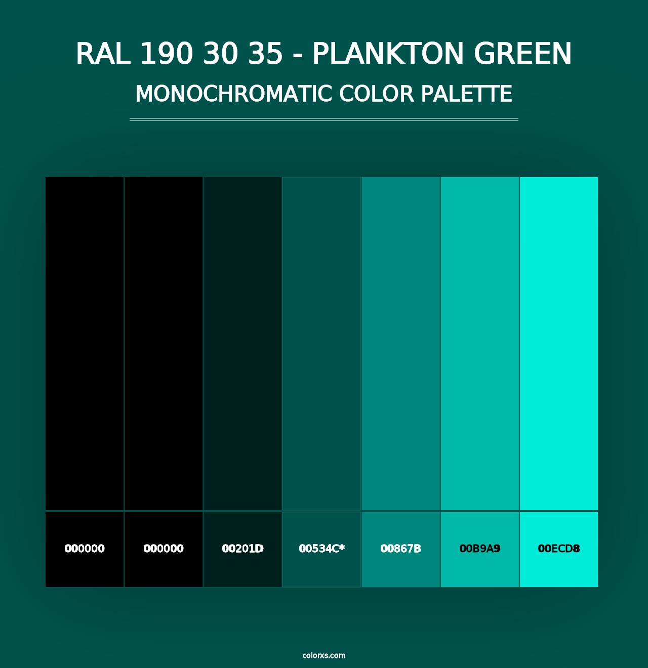 RAL 190 30 35 - Plankton Green - Monochromatic Color Palette