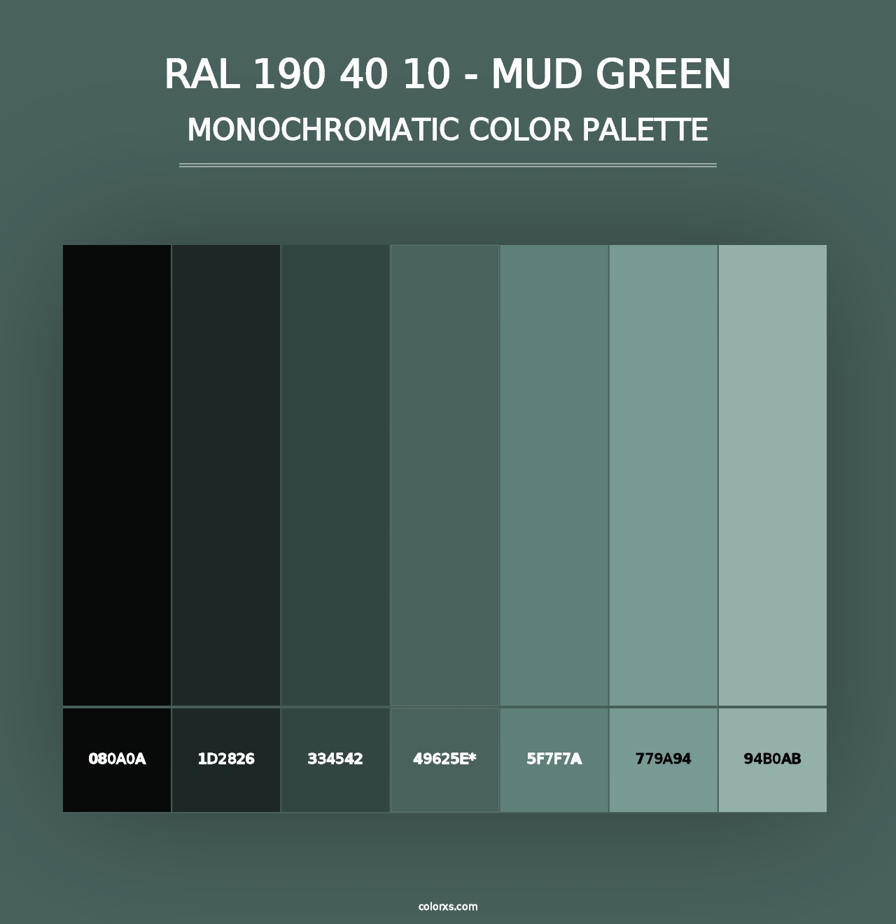 RAL 190 40 10 - Mud Green - Monochromatic Color Palette