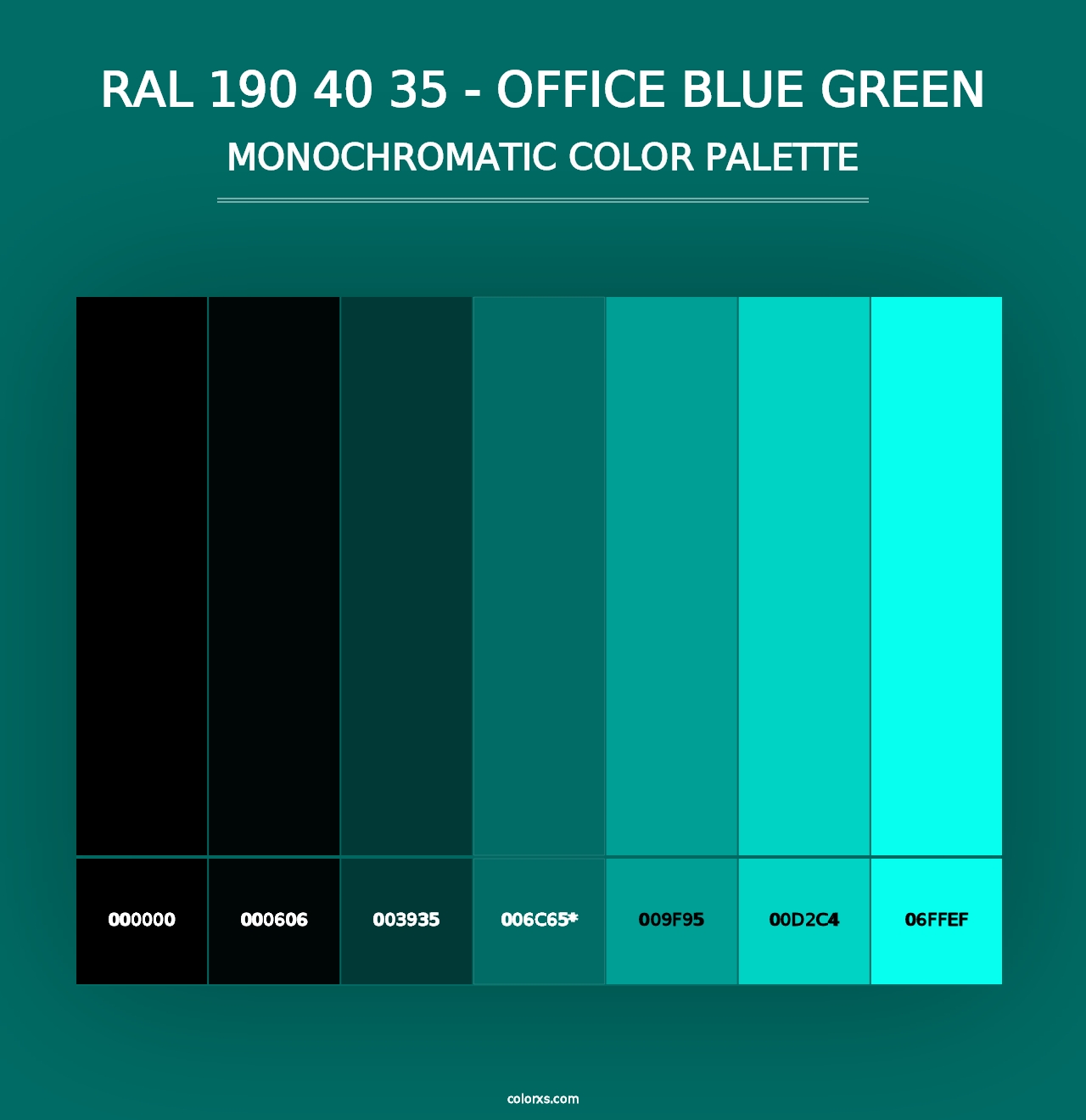 RAL 190 40 35 - Office Blue Green - Monochromatic Color Palette