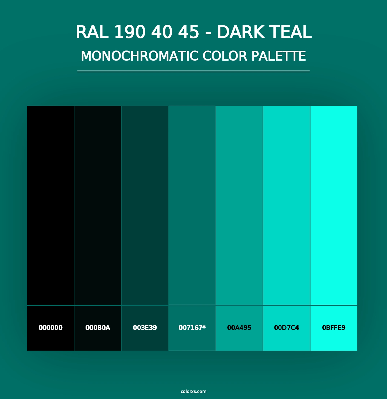 RAL 190 40 45 - Dark Teal - Monochromatic Color Palette