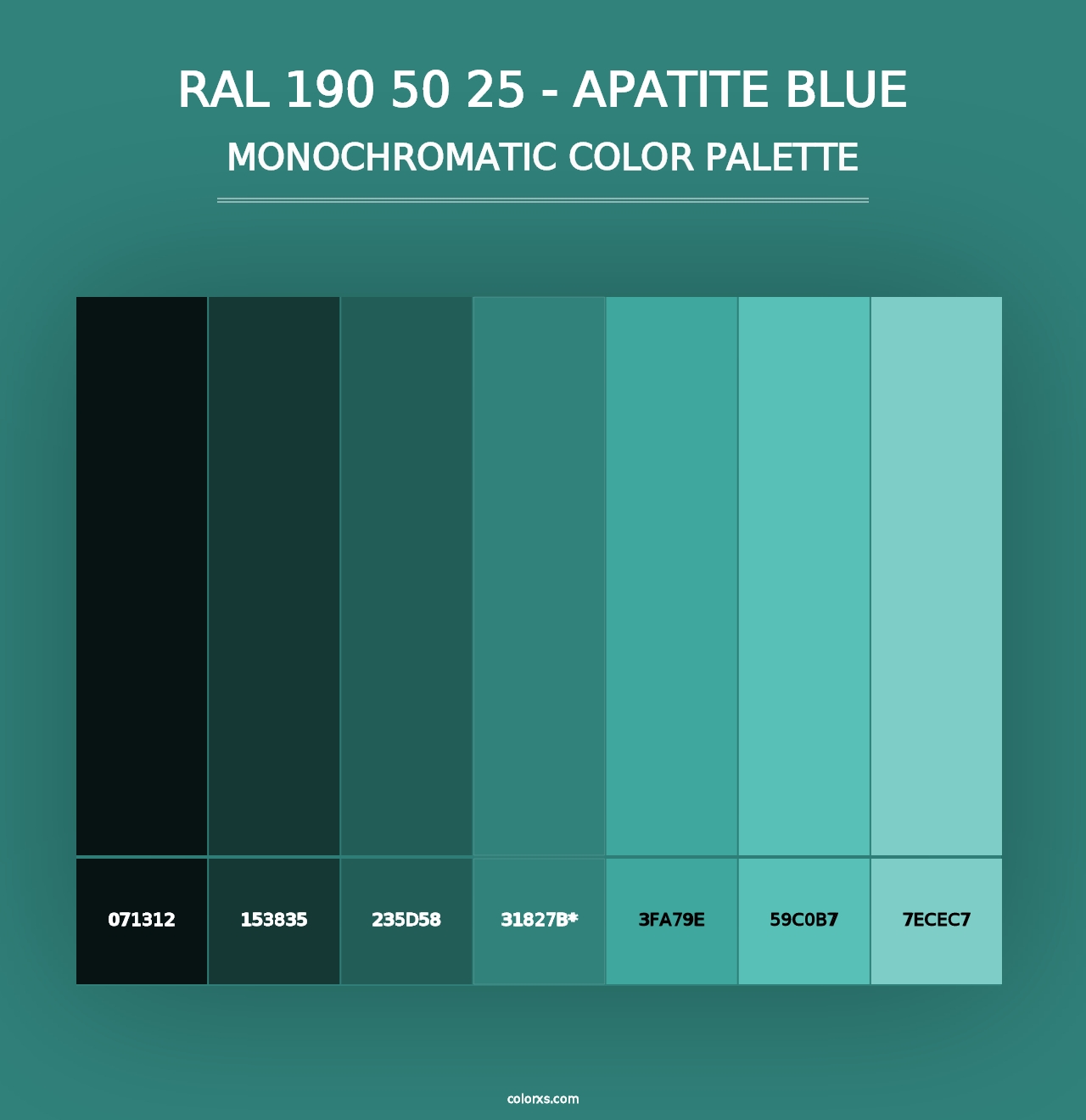 RAL 190 50 25 - Apatite Blue - Monochromatic Color Palette