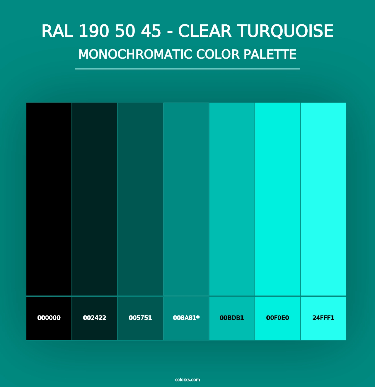 RAL 190 50 45 - Clear Turquoise - Monochromatic Color Palette