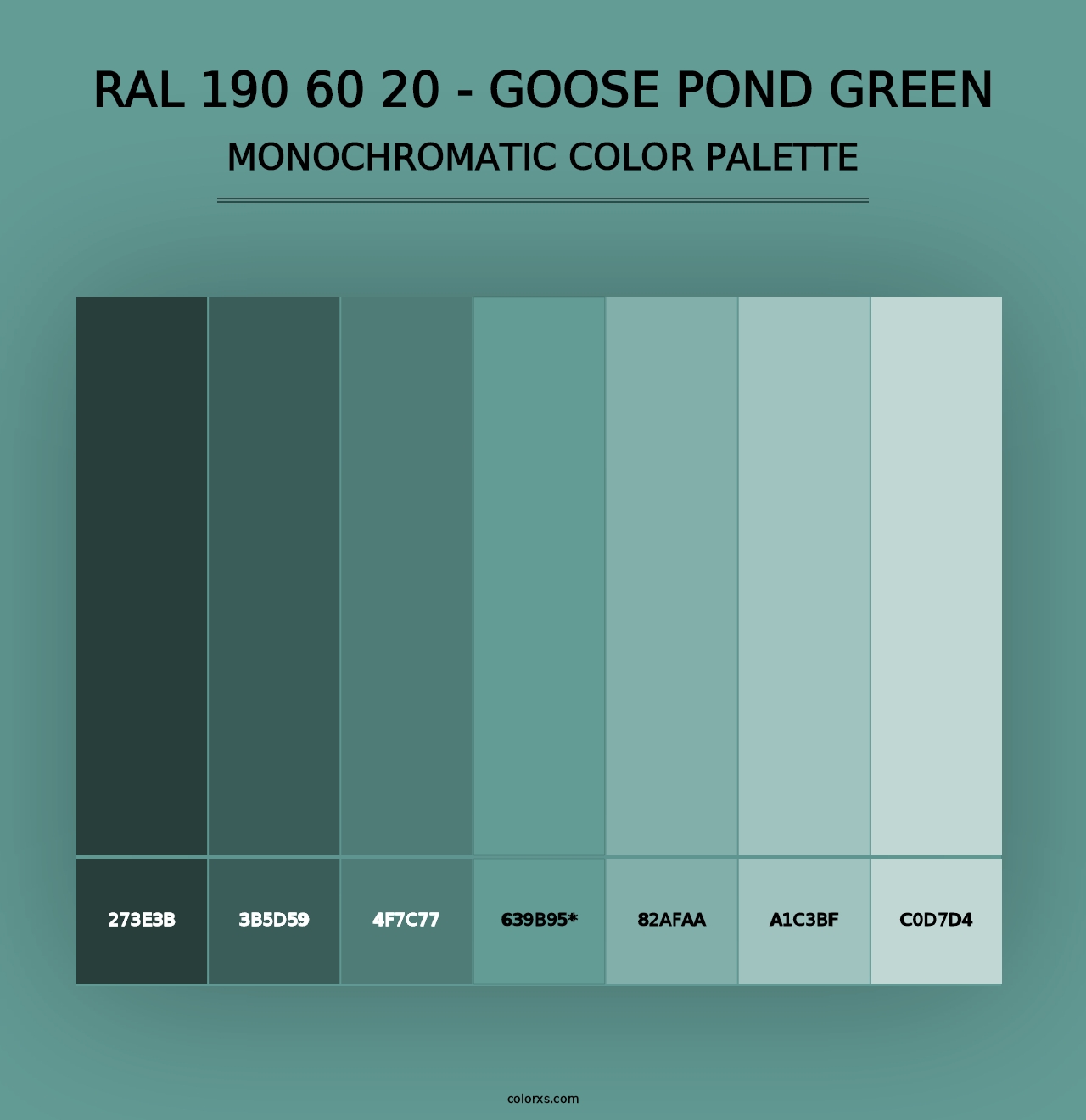 RAL 190 60 20 - Goose Pond Green - Monochromatic Color Palette