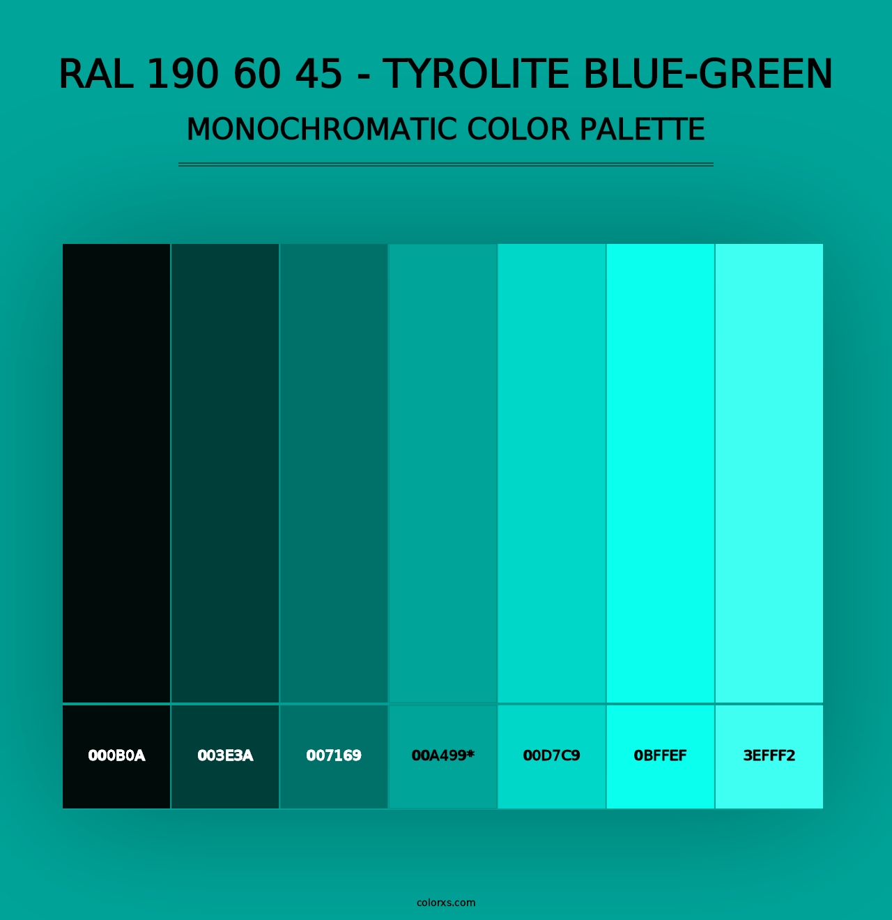 RAL 190 60 45 - Tyrolite Blue-Green - Monochromatic Color Palette