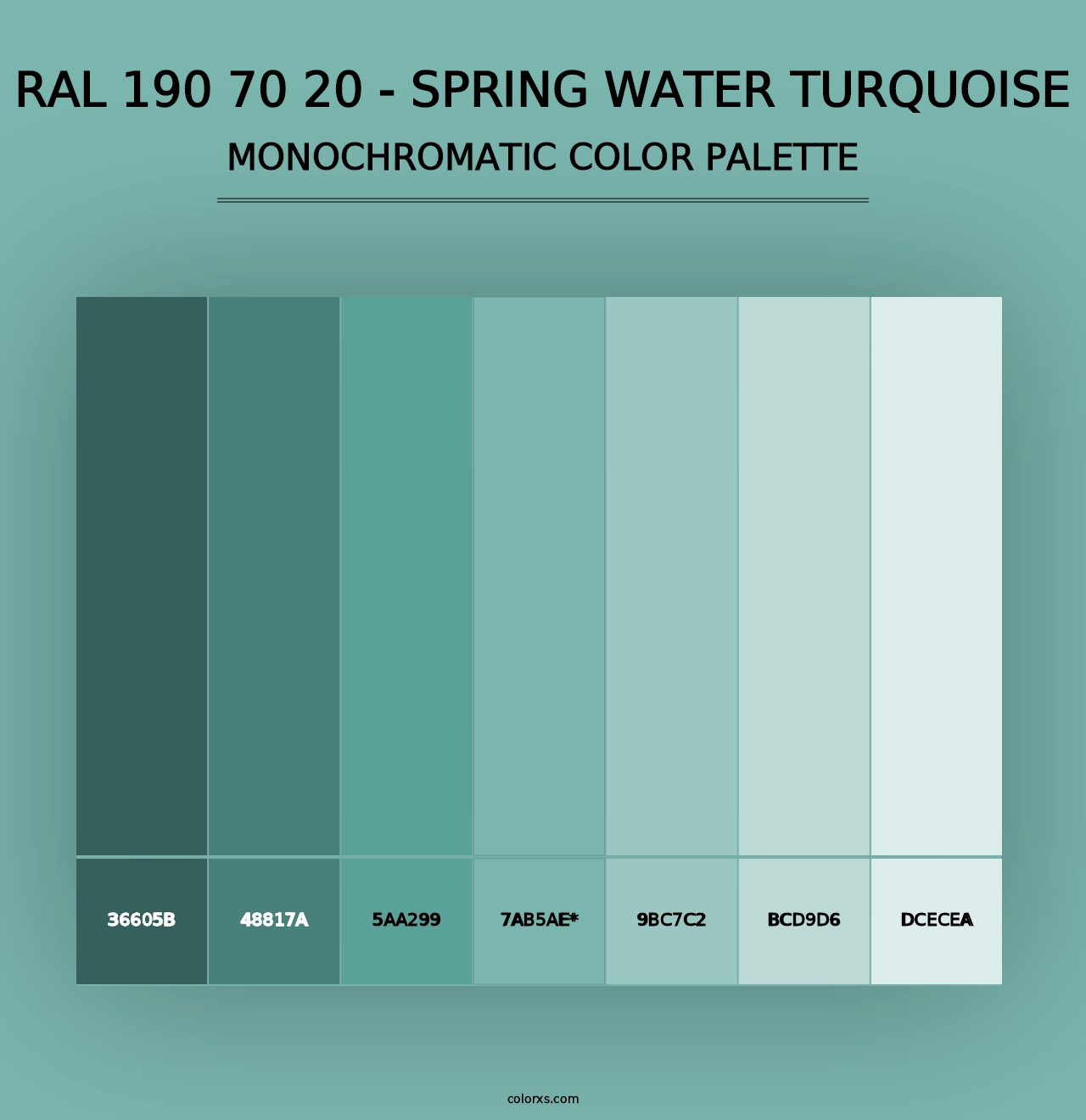 RAL 190 70 20 - Spring Water Turquoise - Monochromatic Color Palette