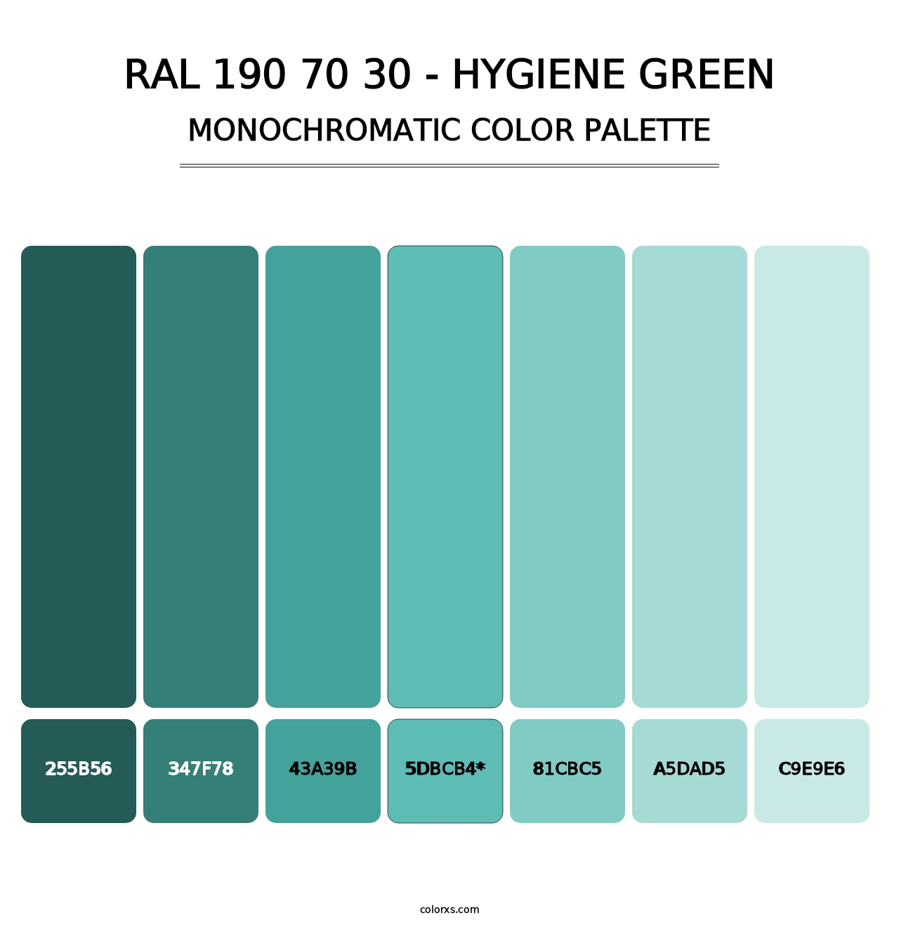 RAL 190 70 30 - Hygiene Green - Monochromatic Color Palette