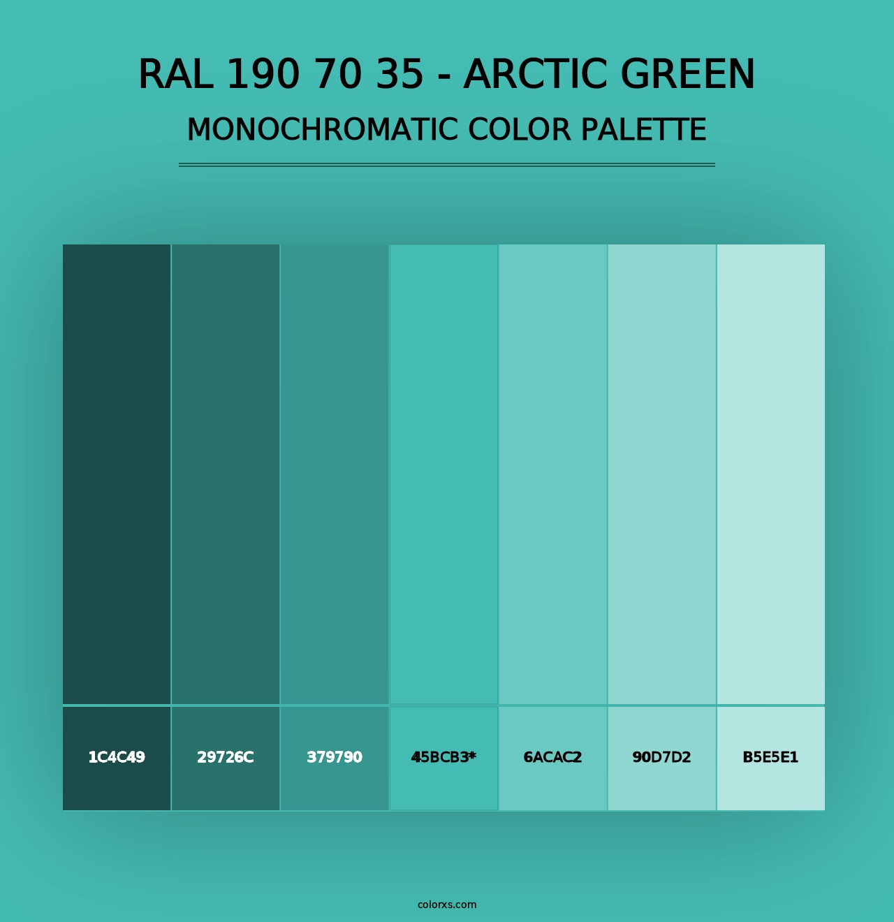 RAL 190 70 35 - Arctic Green - Monochromatic Color Palette