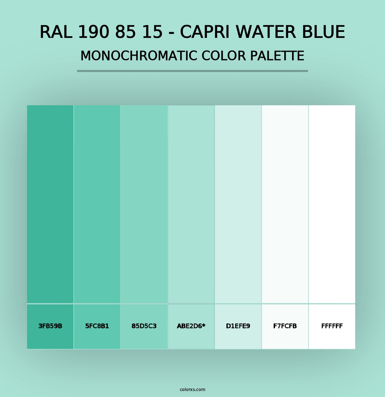 RAL 190 85 15 - Capri Water Blue - Monochromatic Color Palette