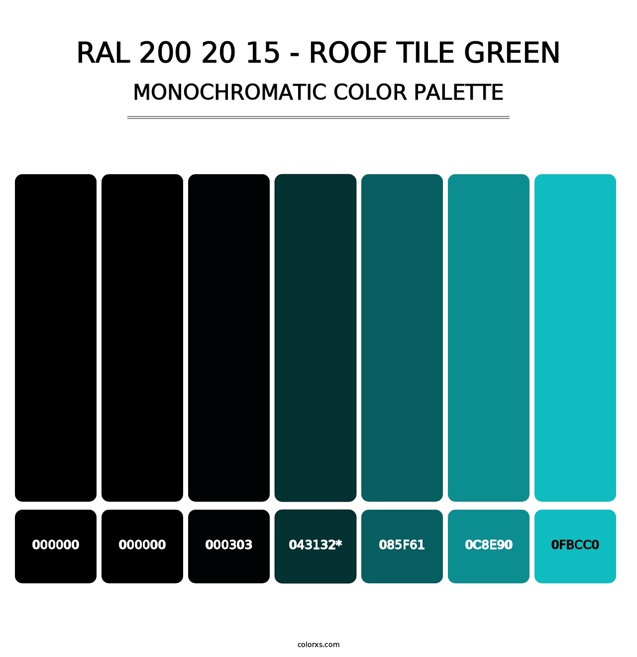 RAL 200 20 15 - Roof Tile Green - Monochromatic Color Palette