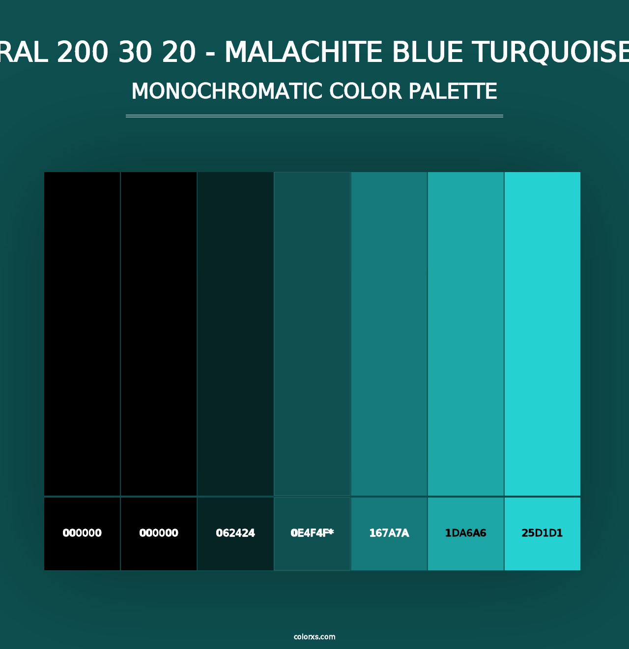 RAL 200 30 20 - Malachite Blue Turquoise - Monochromatic Color Palette