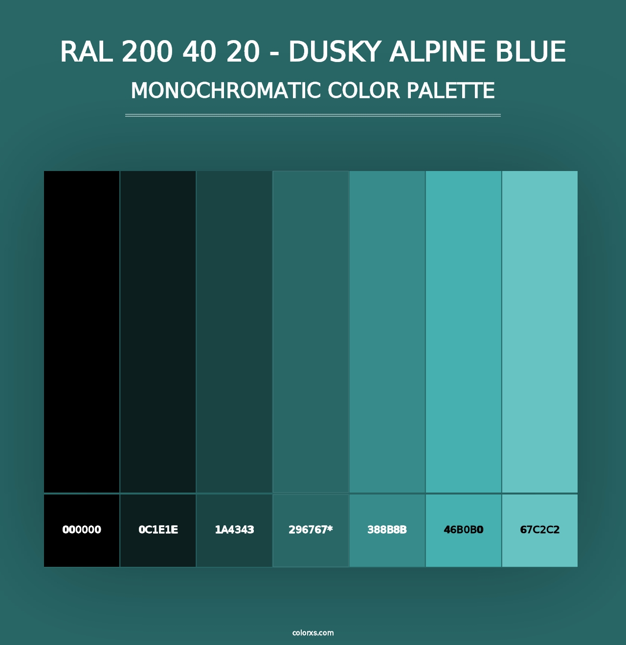 RAL 200 40 20 - Dusky Alpine Blue - Monochromatic Color Palette