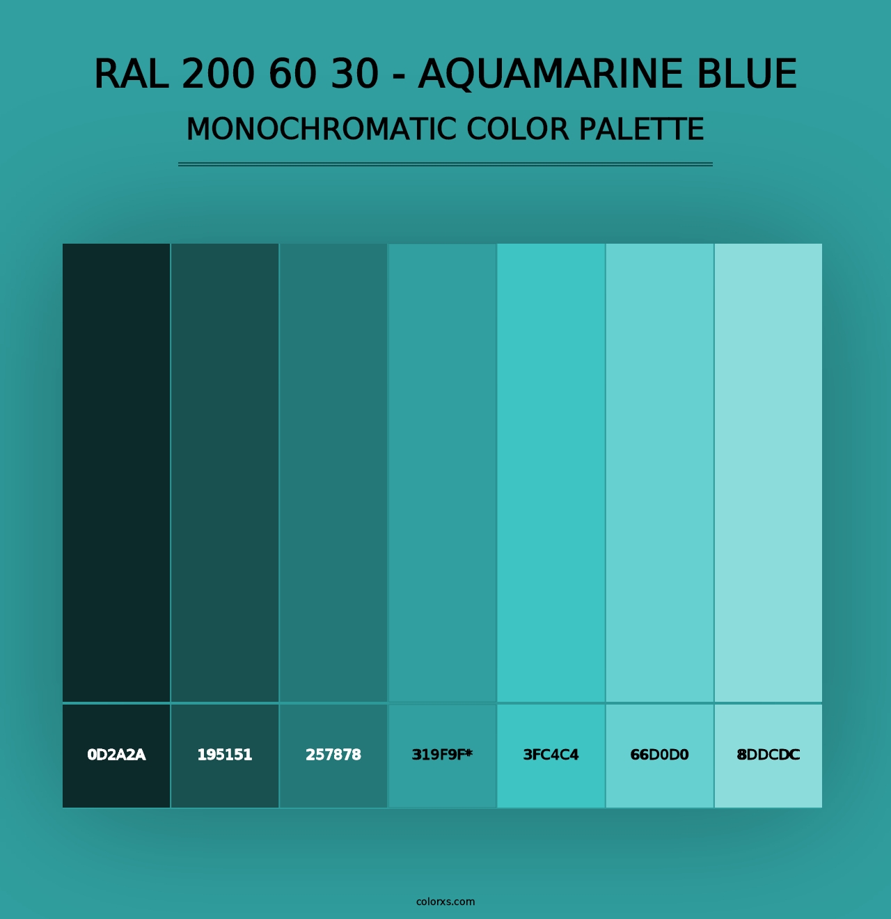 RAL 200 60 30 - Aquamarine Blue - Monochromatic Color Palette