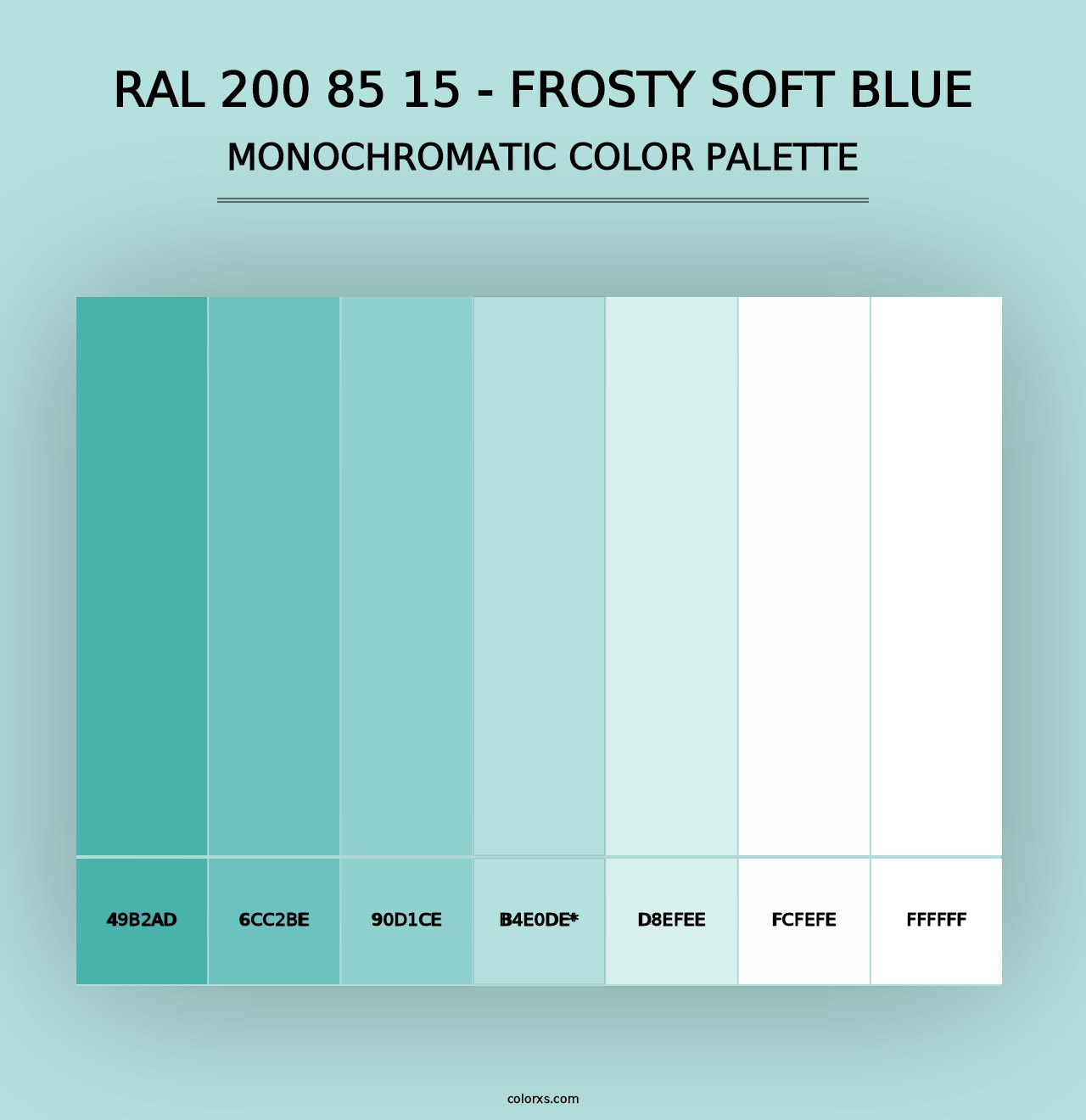 RAL 200 85 15 - Frosty Soft Blue - Monochromatic Color Palette