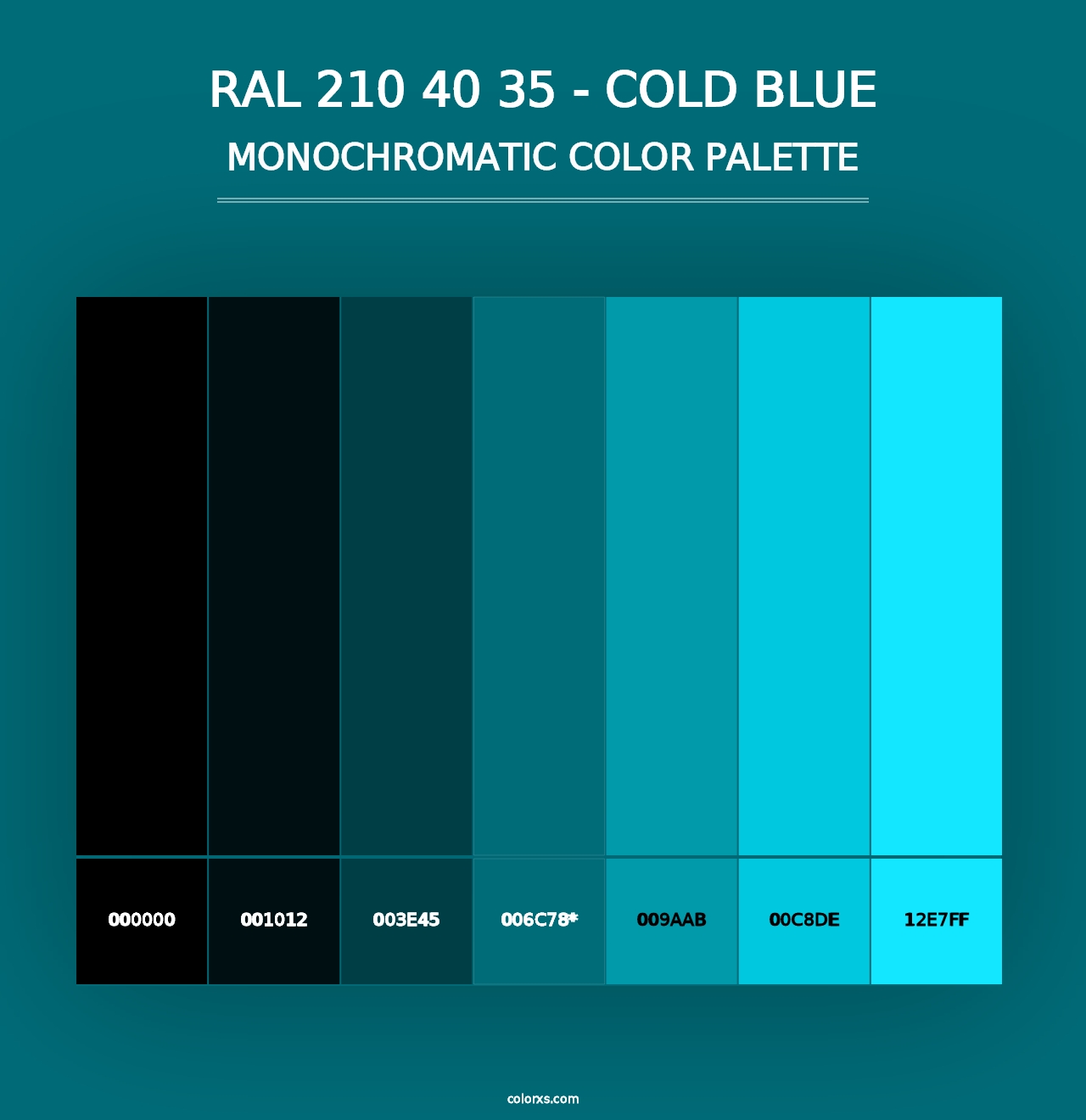 RAL 210 40 35 - Cold Blue - Monochromatic Color Palette