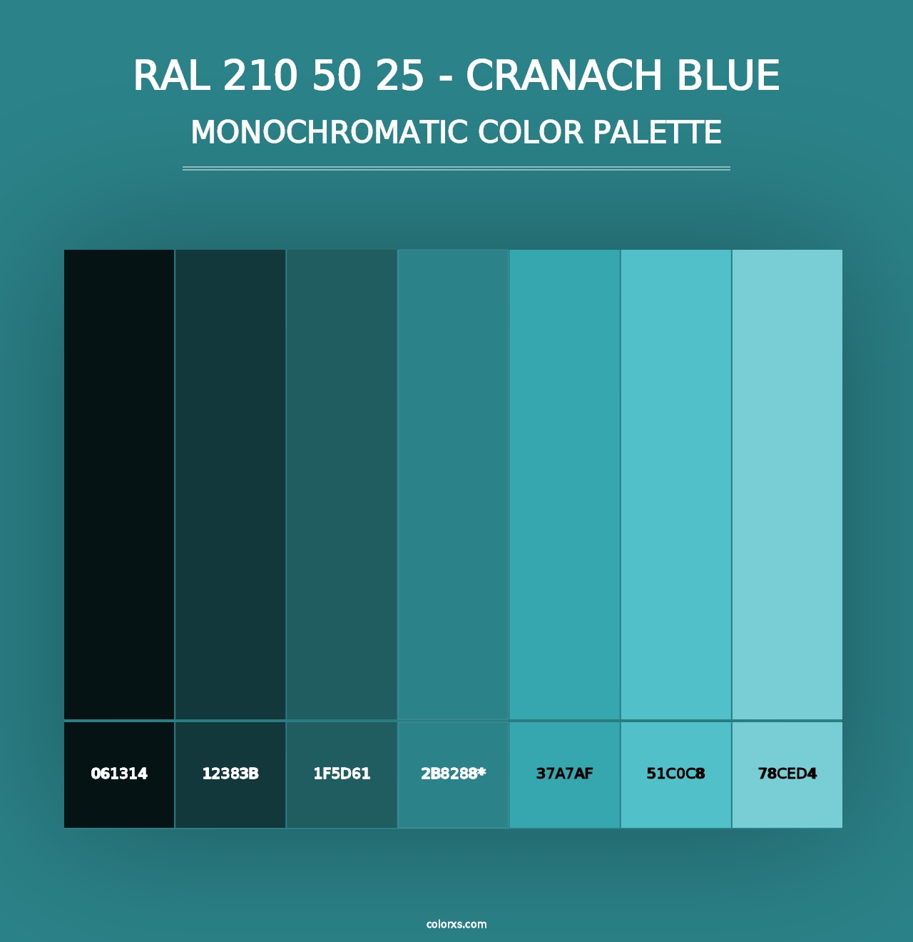 RAL 210 50 25 - Cranach Blue - Monochromatic Color Palette