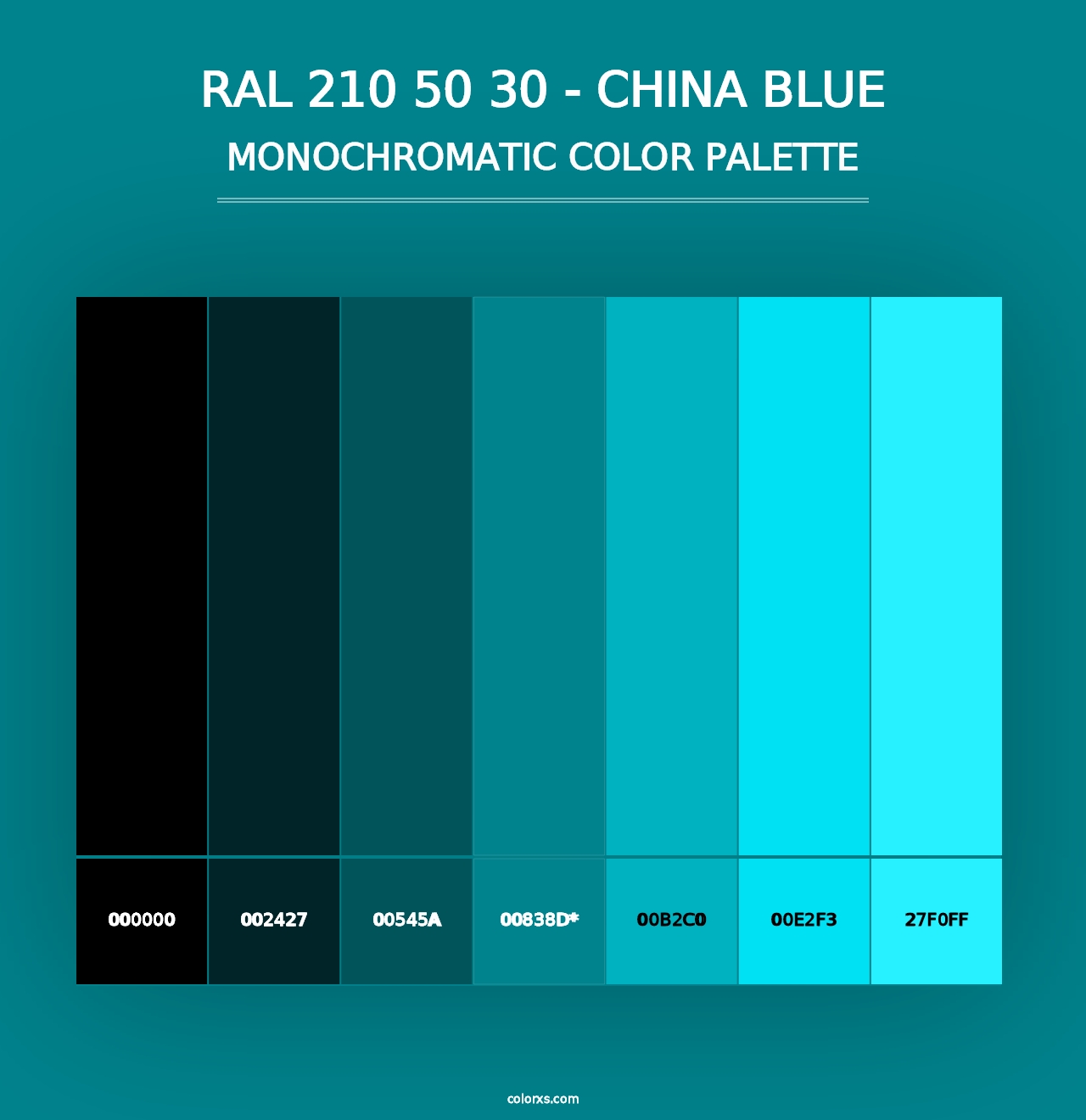 RAL 210 50 30 - China Blue - Monochromatic Color Palette