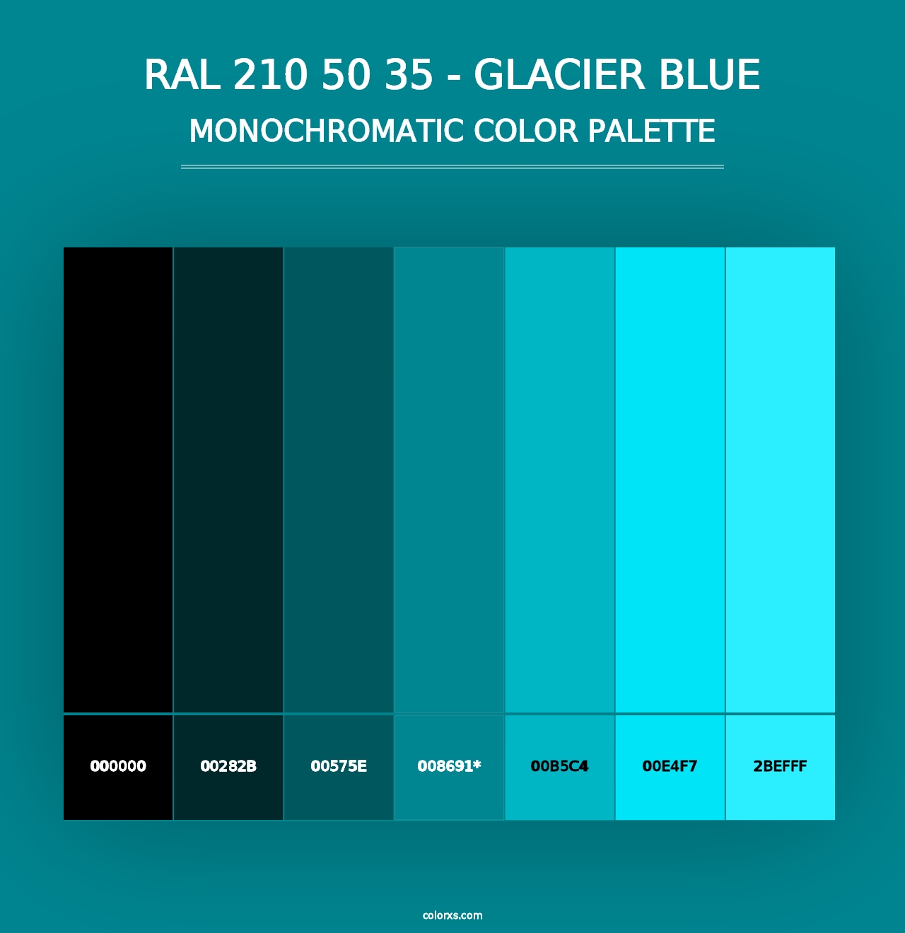 RAL 210 50 35 - Glacier Blue - Monochromatic Color Palette