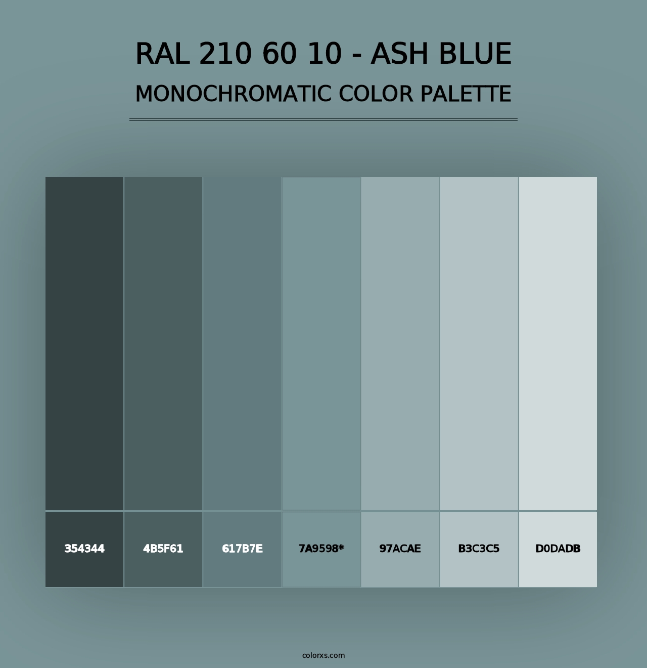 RAL 210 60 10 - Ash Blue - Monochromatic Color Palette