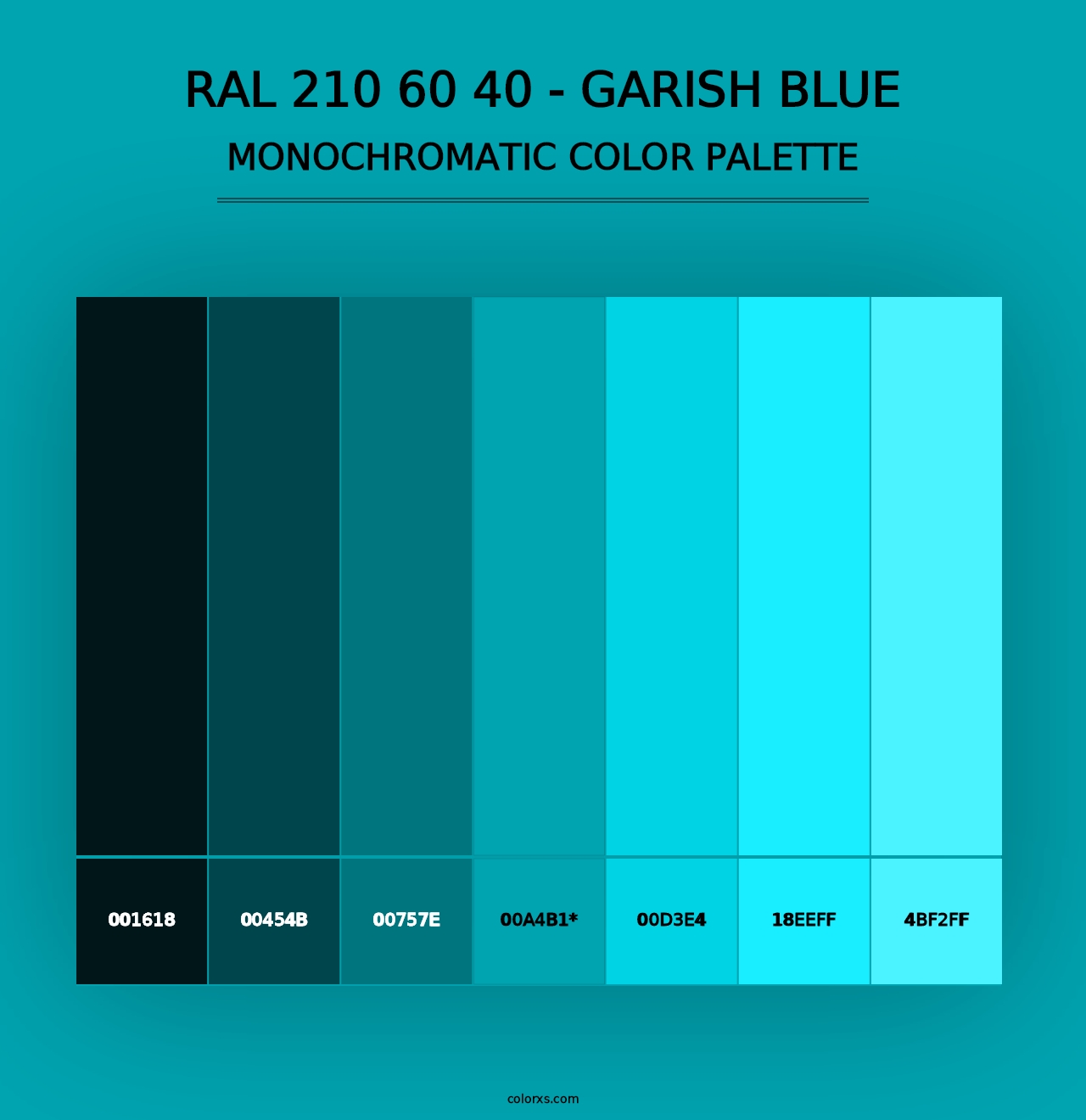 RAL 210 60 40 - Garish Blue - Monochromatic Color Palette