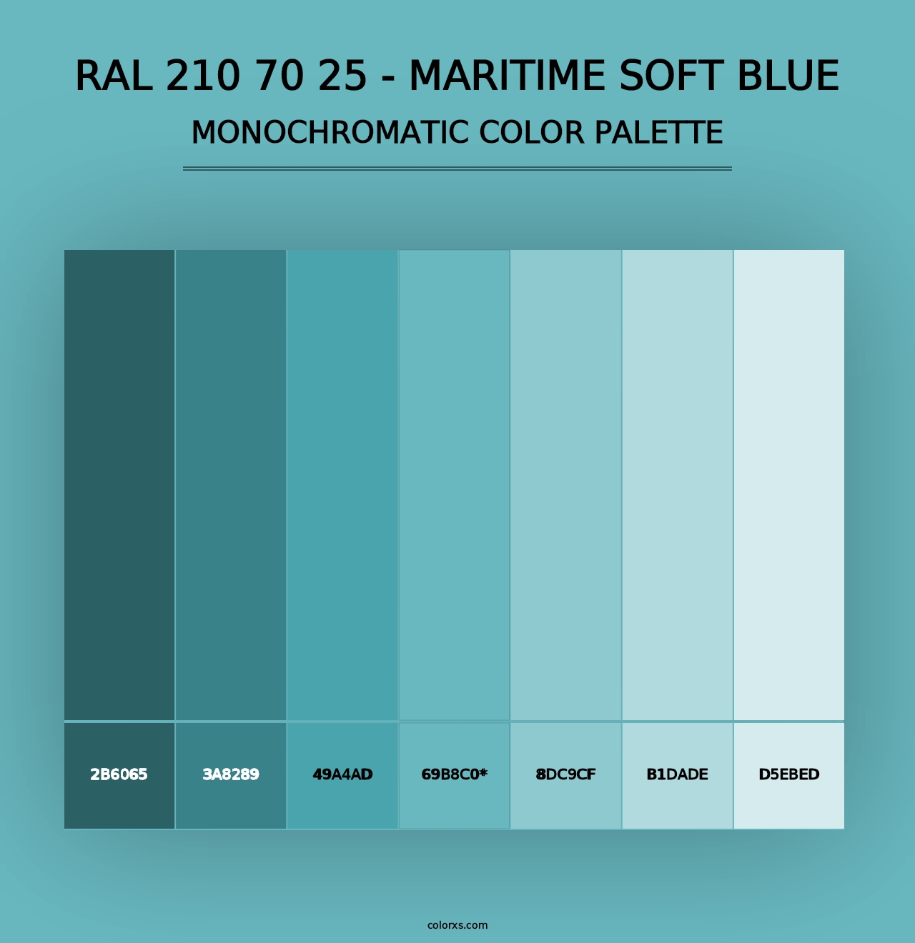 RAL 210 70 25 - Maritime Soft Blue - Monochromatic Color Palette