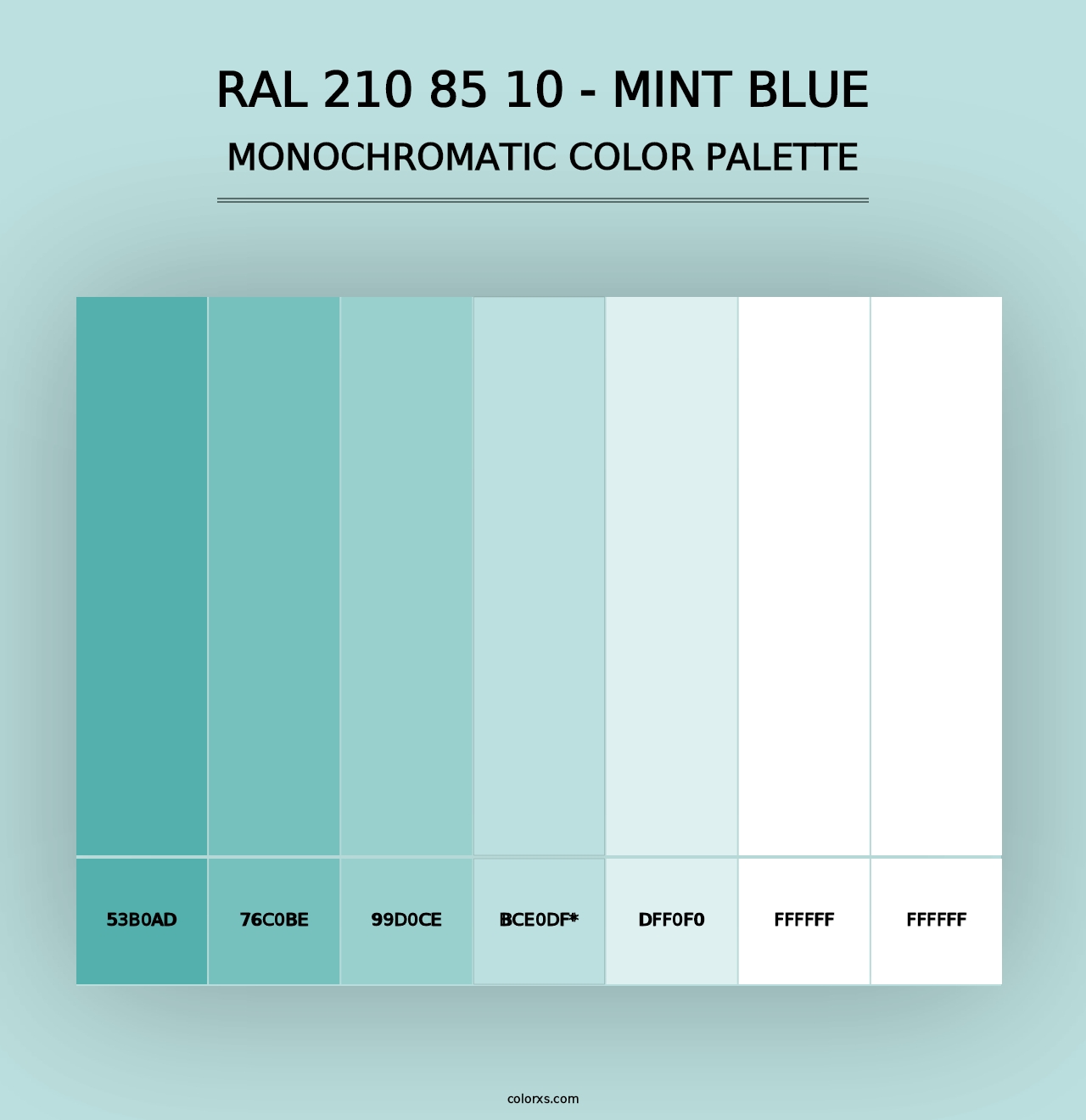 RAL 210 85 10 - Mint Blue - Monochromatic Color Palette